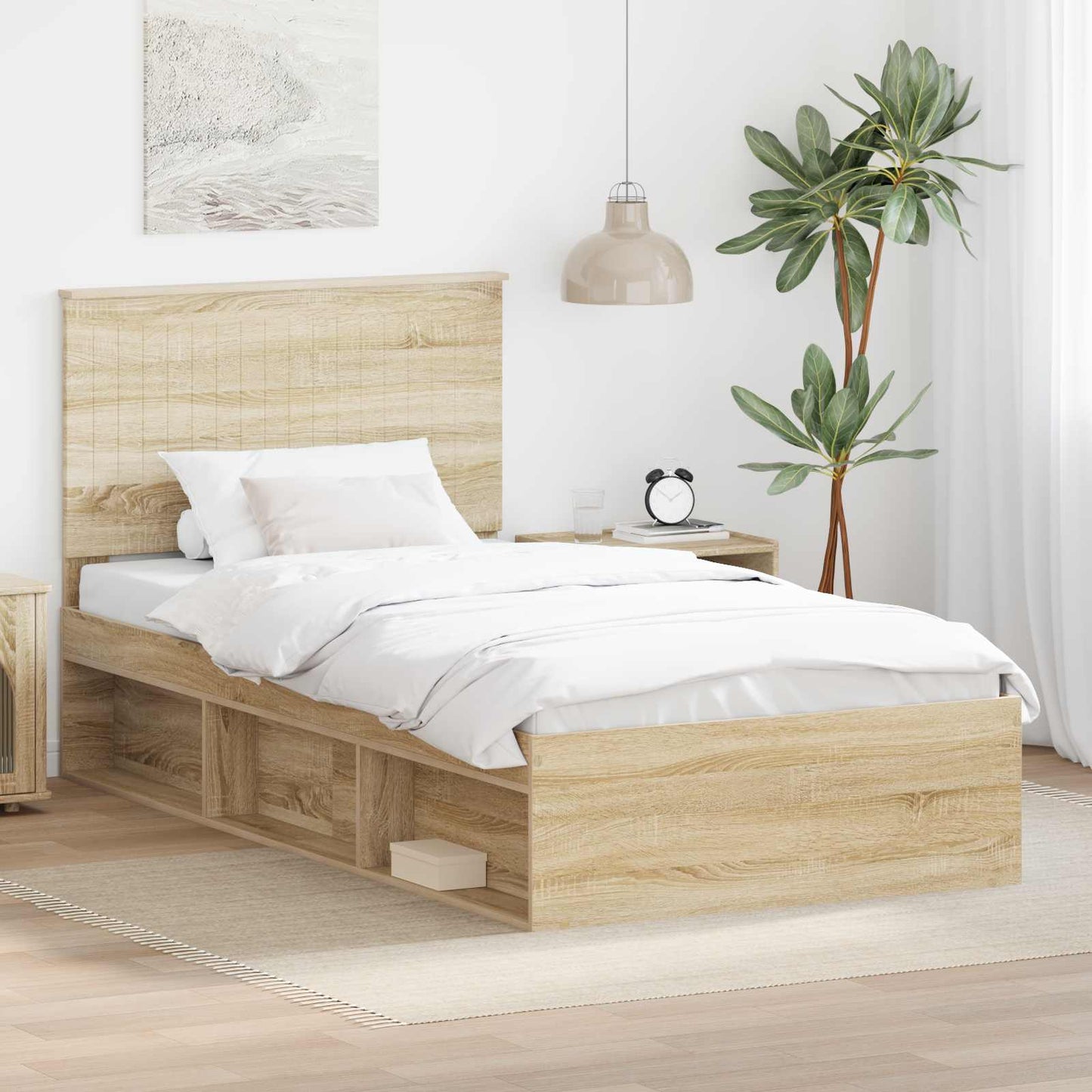 Bedframe met hoofdeinde Sonoma 100 x 200 cm Massief grenenhout is nu te koop bij PeponiXL, paradijselijk wonen!