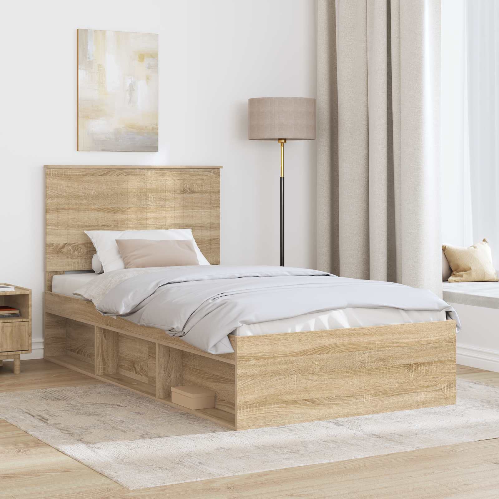 Bedframe met hoofdeinde Sonoma 100 x 200 cm Massief grenenhout is nu te koop bij PeponiXL, paradijselijk wonen!