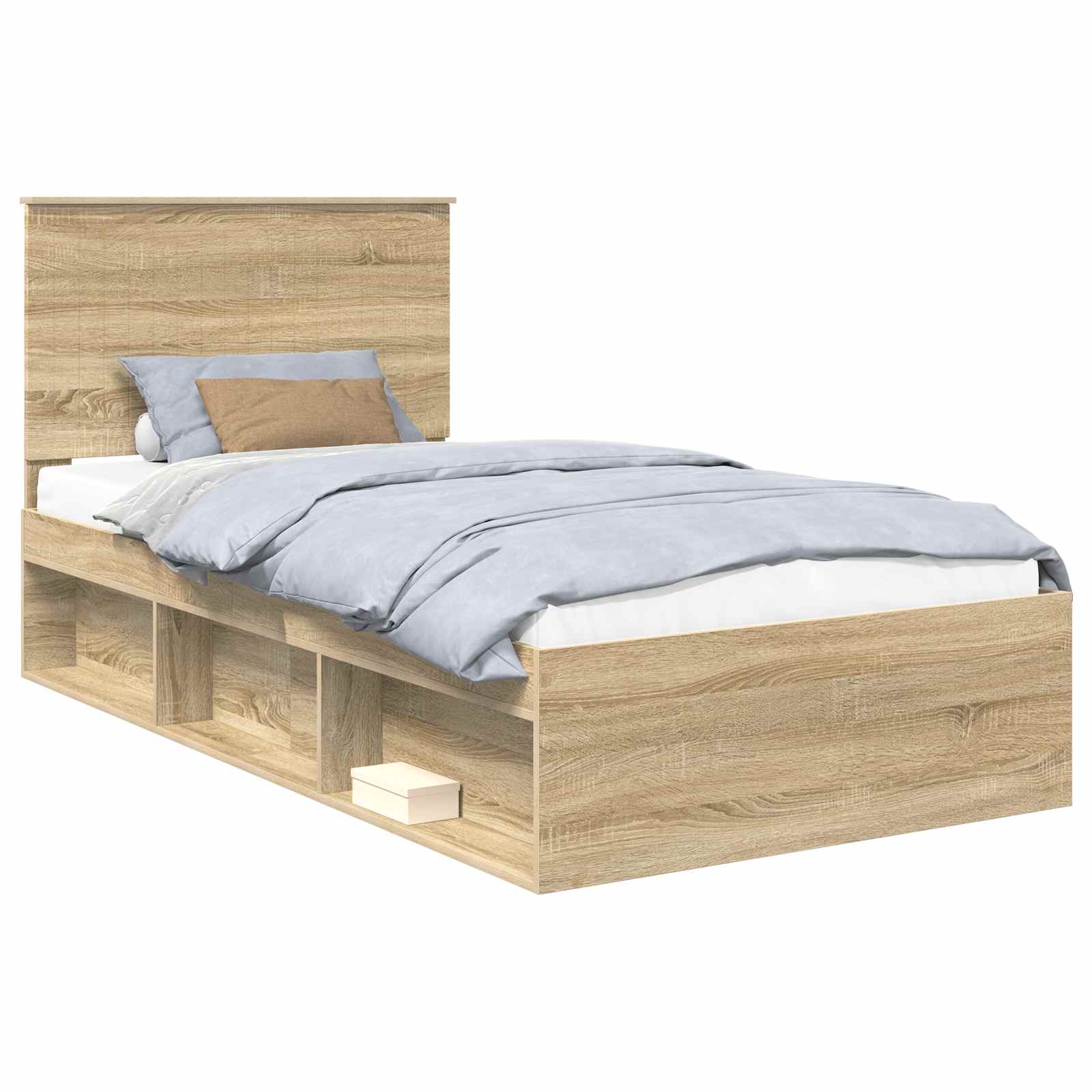Bedframe met hoofdeinde Sonoma 100 x 200 cm Massief grenenhout is nu te koop bij PeponiXL, paradijselijk wonen!