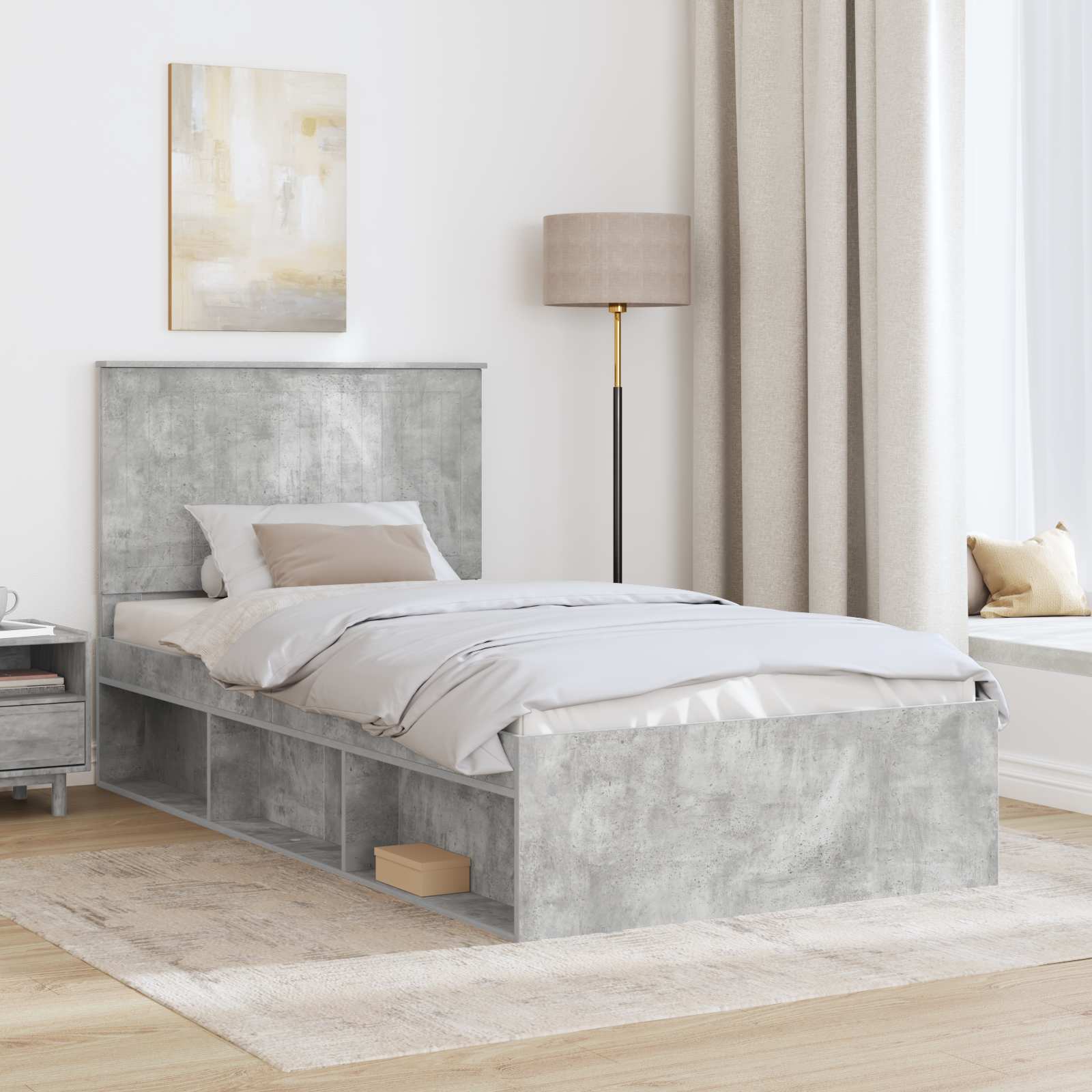 Bedframe Concerte Grijs 100 x 200 cm Massief grenenhout is nu te koop bij PeponiXL, paradijselijk wonen!