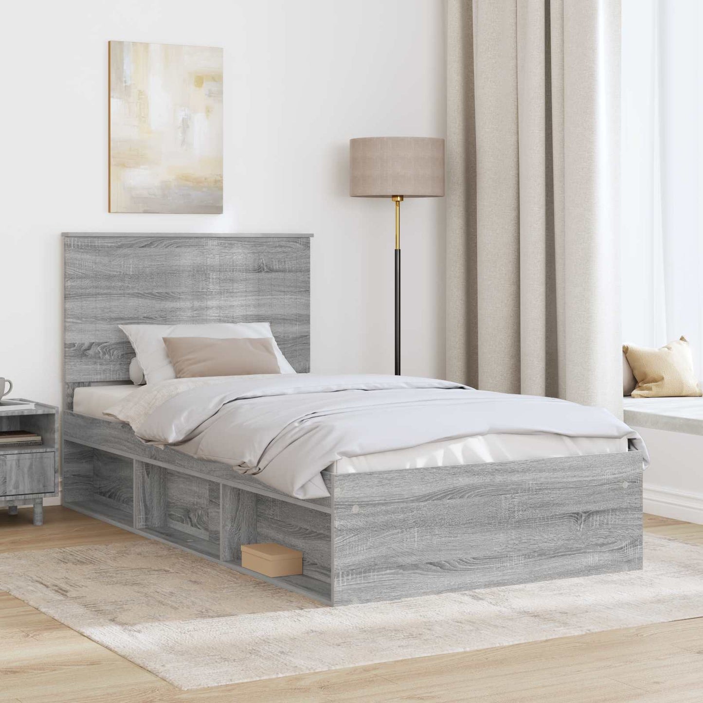Bedframe Grijs Sonoma 100 x 200 cm Massief grenenhout is nu te koop bij PeponiXL, paradijselijk wonen!