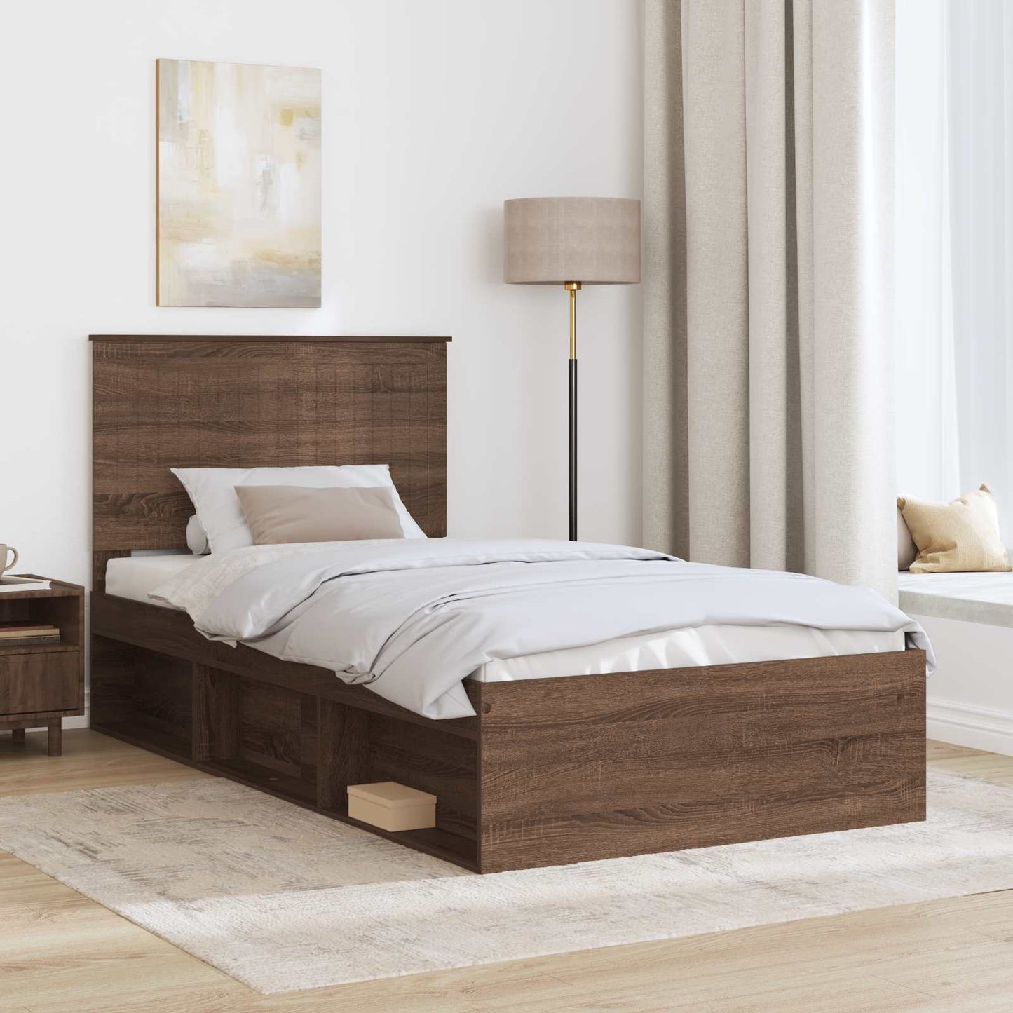 Bedframe Bruin Eiken 100 x 200 cm Massief grenenhout is nu te koop bij PeponiXL, paradijselijk wonen!