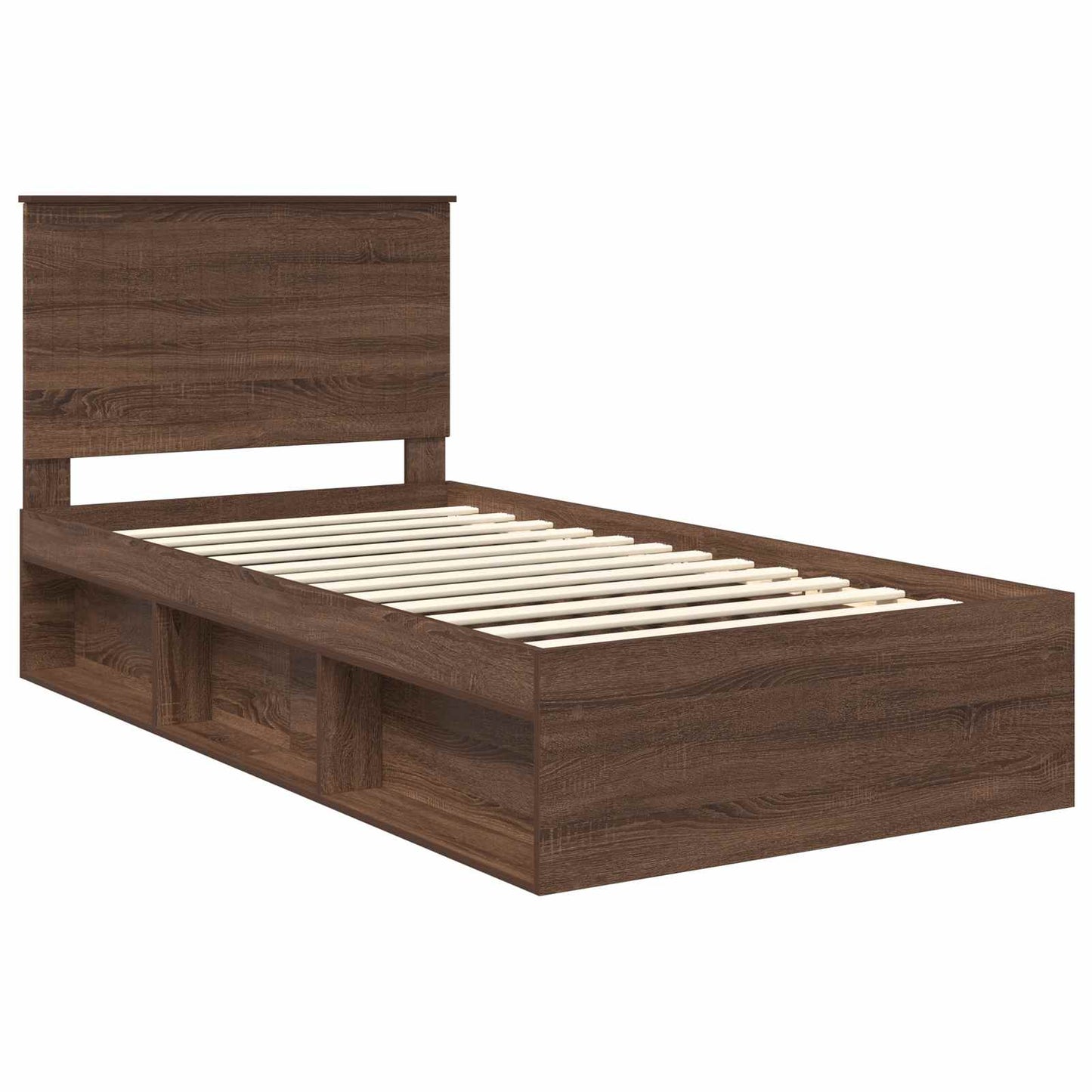 Bedframe Bruin Eiken 100 x 200 cm Massief grenenhout is nu te koop bij PeponiXL, paradijselijk wonen!