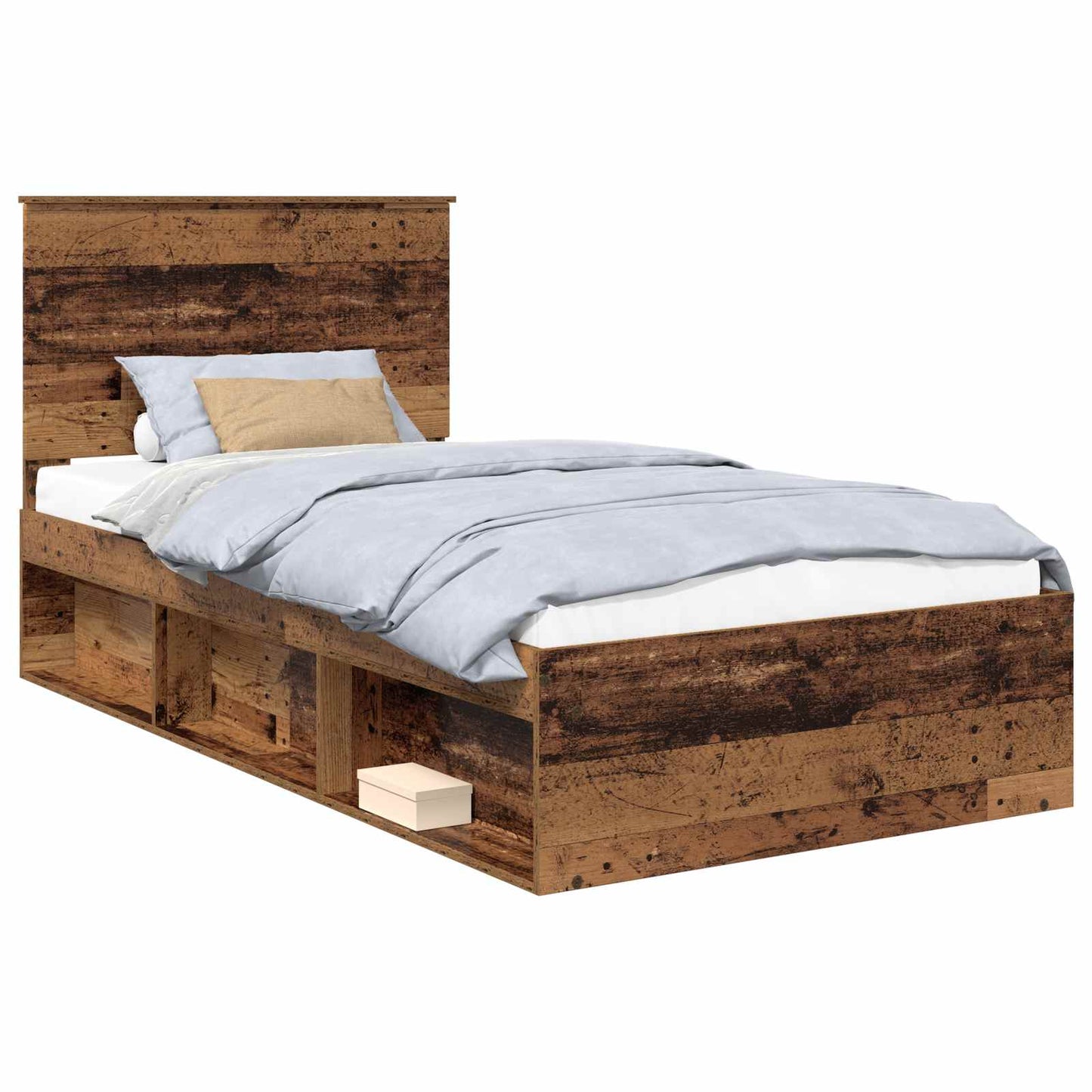 Bedframe met hoofdeinde Oudhout 100 x 200 cm Massief grenenhout is nu te koop bij PeponiXL, paradijselijk wonen!