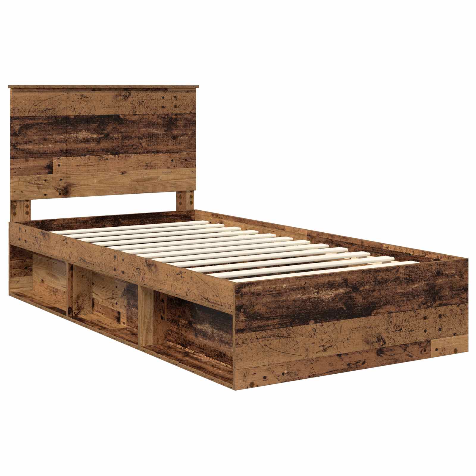 Bedframe met hoofdeinde Oudhout 100 x 200 cm Massief grenenhout is nu te koop bij PeponiXL, paradijselijk wonen!