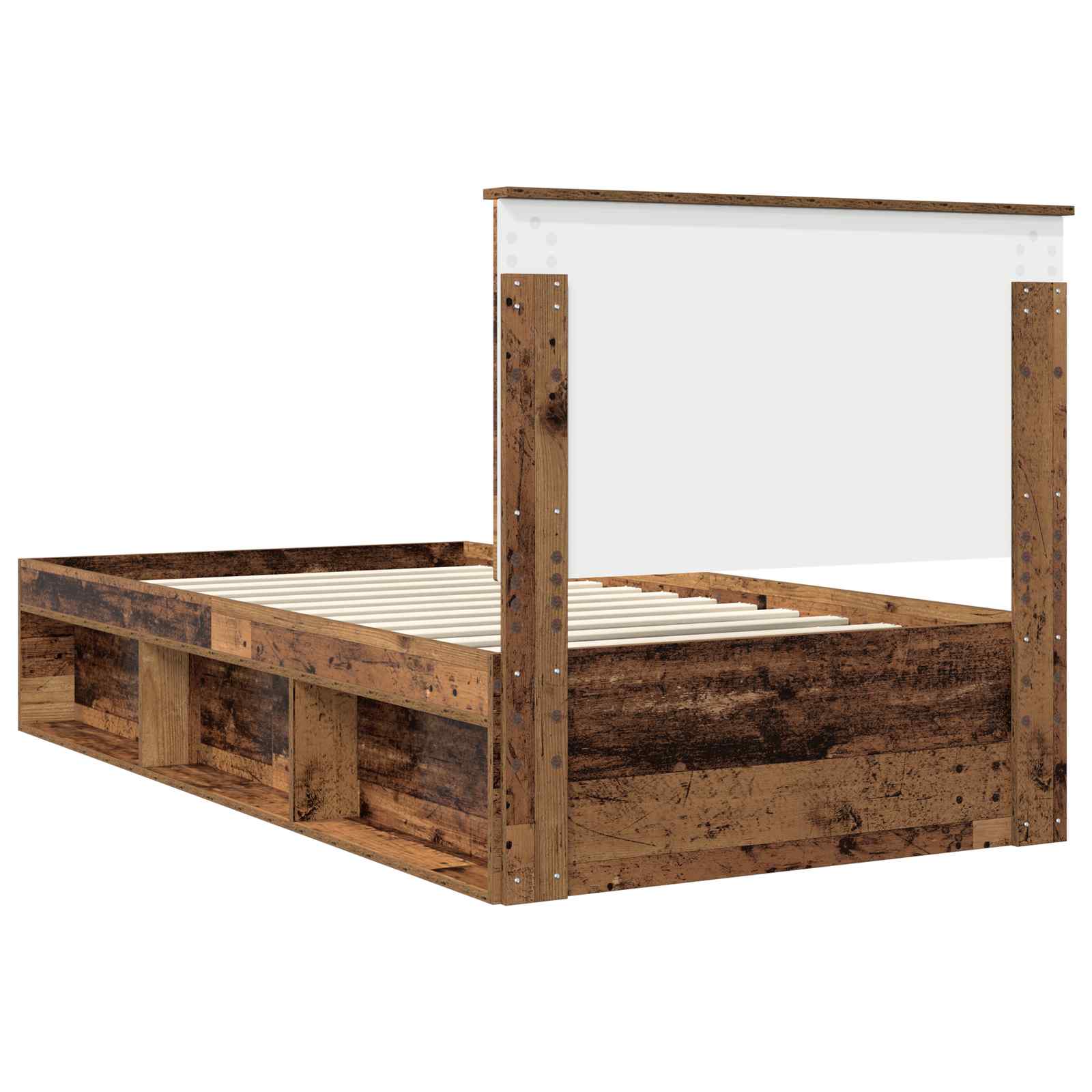 Bedframe met hoofdeinde Oudhout 100 x 200 cm Massief grenenhout is nu te koop bij PeponiXL, paradijselijk wonen!