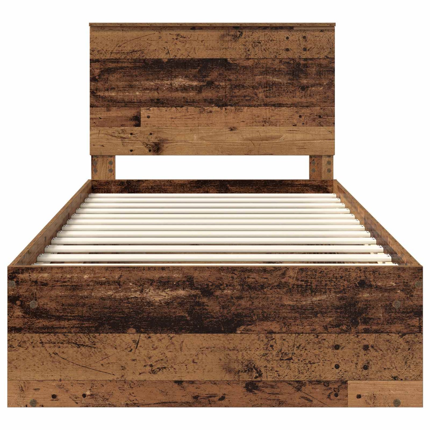 Bedframe met hoofdeinde Oudhout 100 x 200 cm Massief grenenhout is nu te koop bij PeponiXL, paradijselijk wonen!