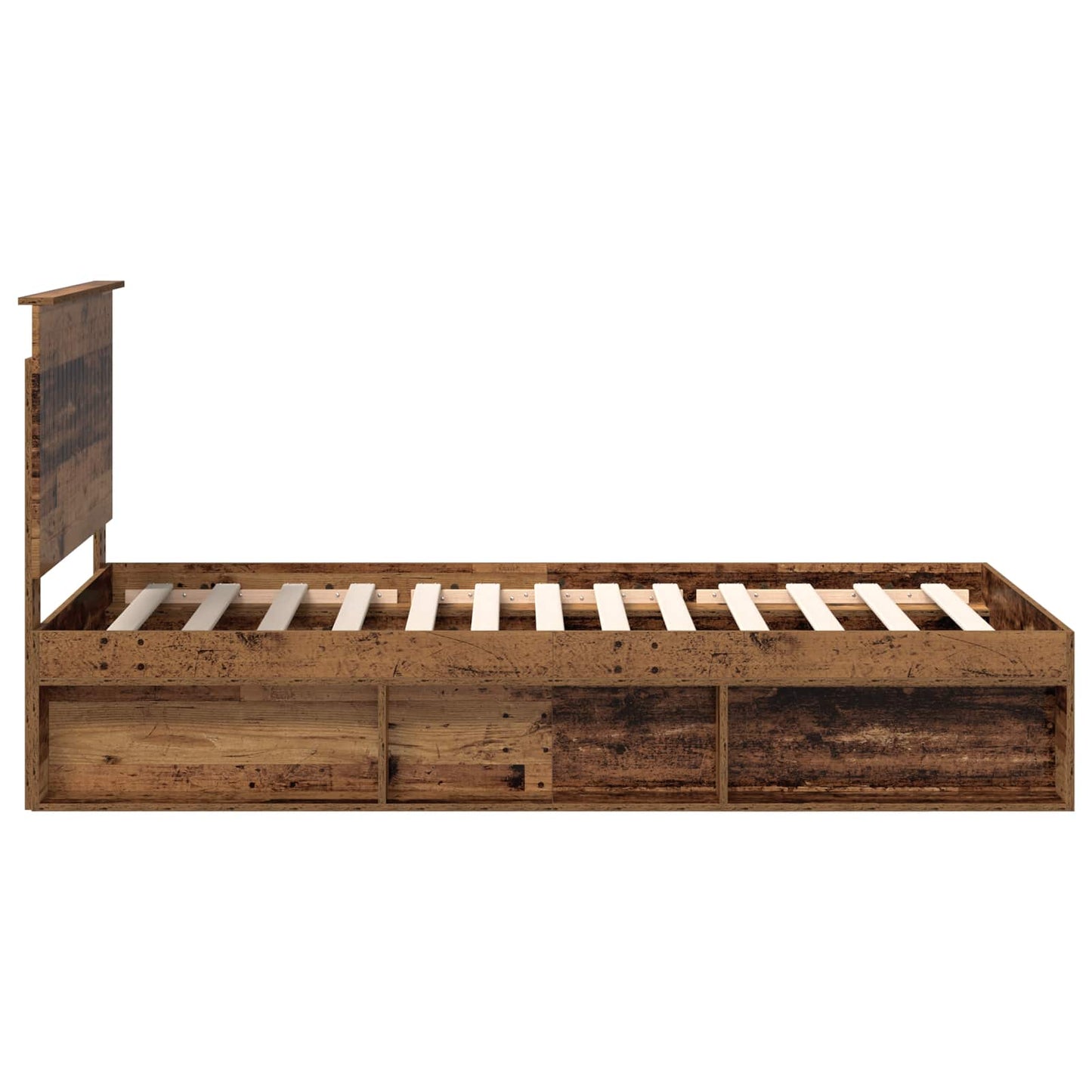 Bedframe met hoofdeinde Oudhout 100 x 200 cm Massief grenenhout is nu te koop bij PeponiXL, paradijselijk wonen!