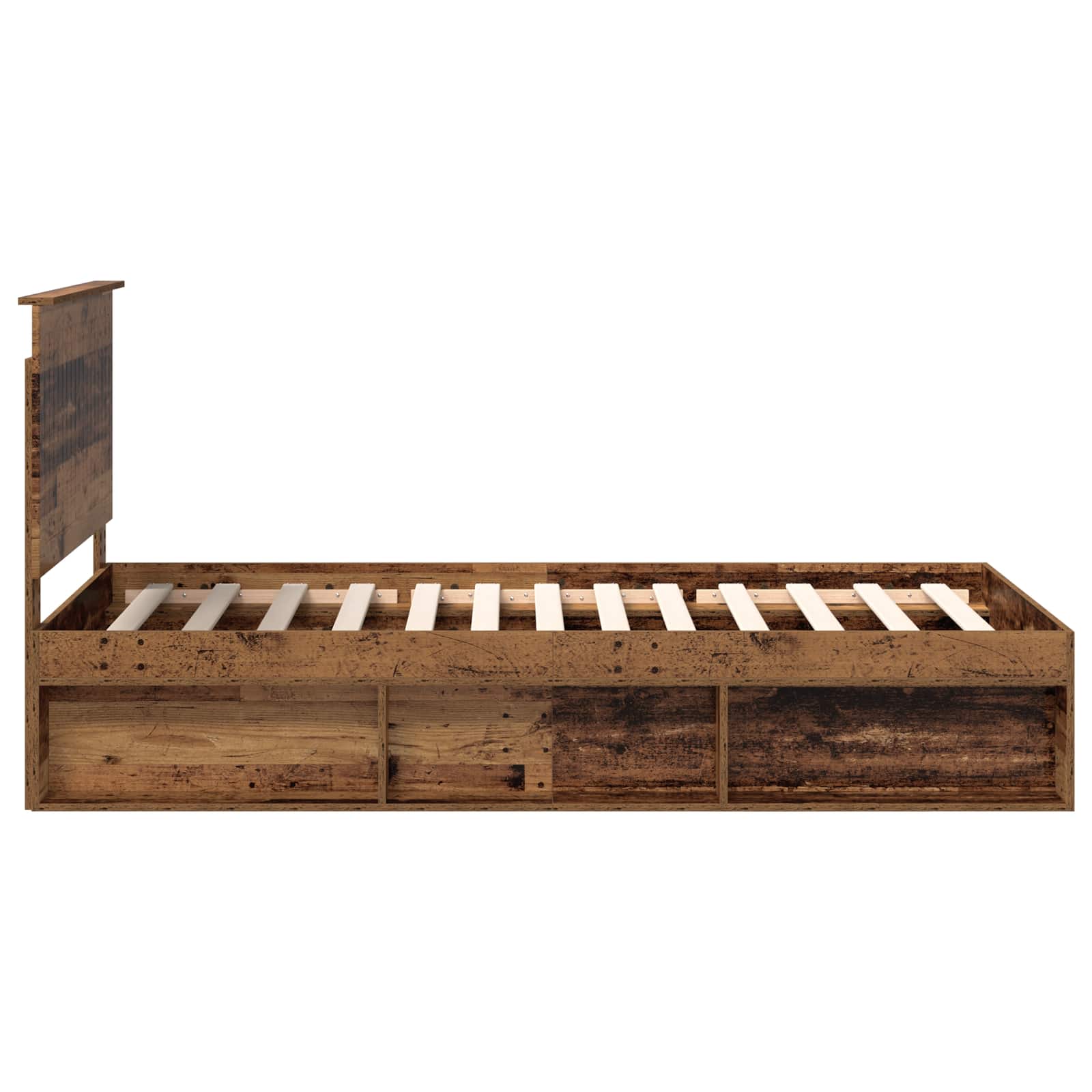 Bedframe met hoofdeinde Oudhout 100 x 200 cm Massief grenenhout is nu te koop bij PeponiXL, paradijselijk wonen!