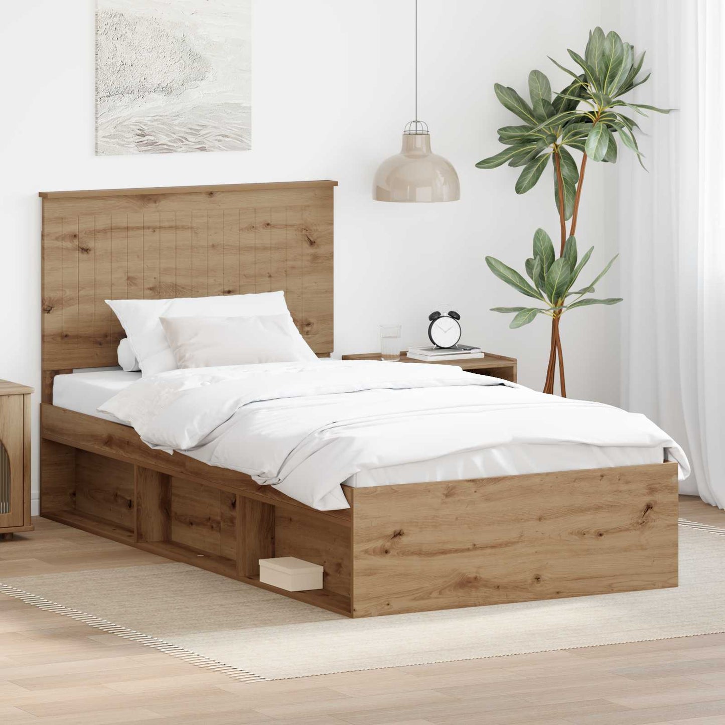 Bedframe Ambachtelijk eiken 100 x 200 cm Massief grenenhout is nu te koop bij PeponiXL, paradijselijk wonen!