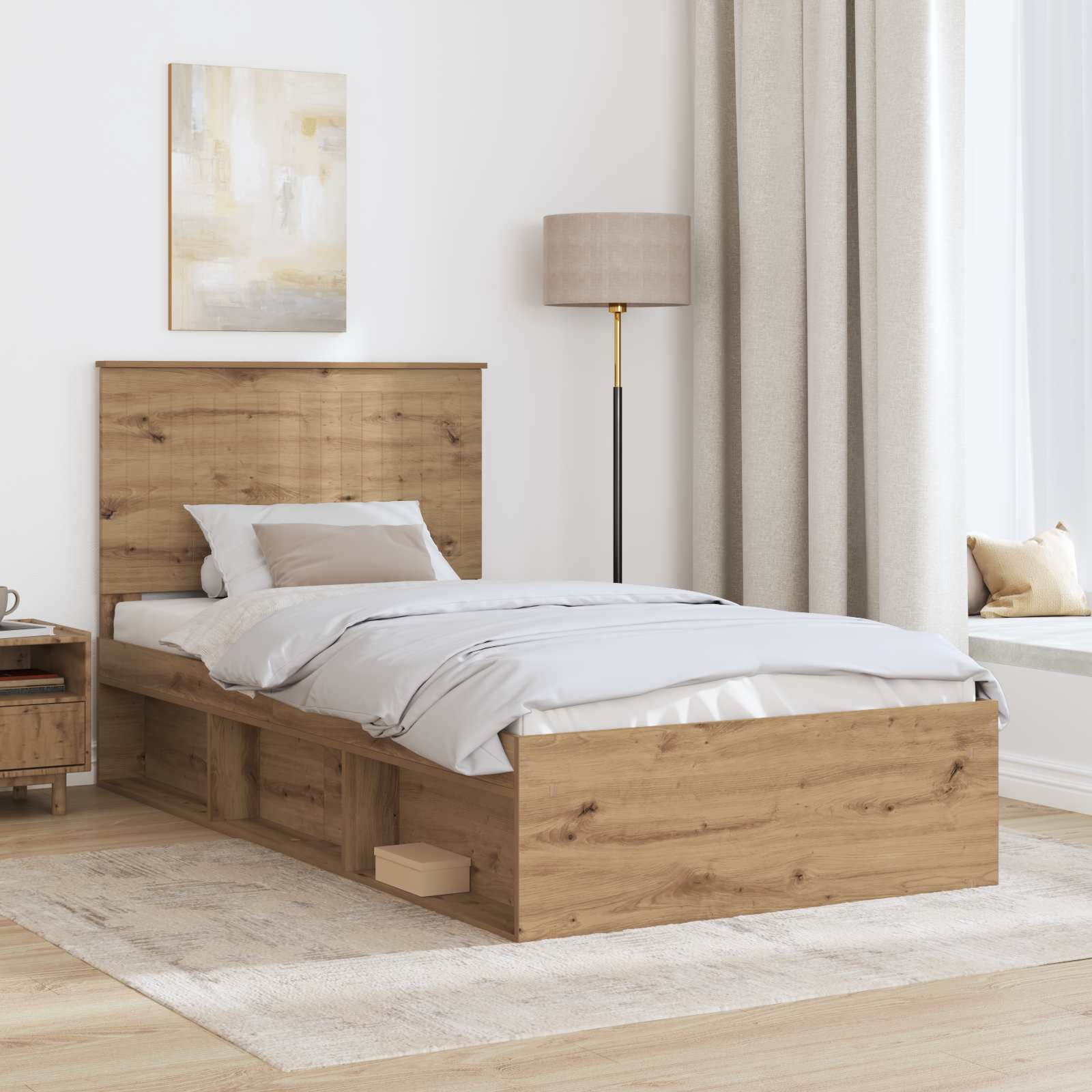 Bedframe Ambachtelijk eiken 100 x 200 cm Massief grenenhout is nu te koop bij PeponiXL, paradijselijk wonen!