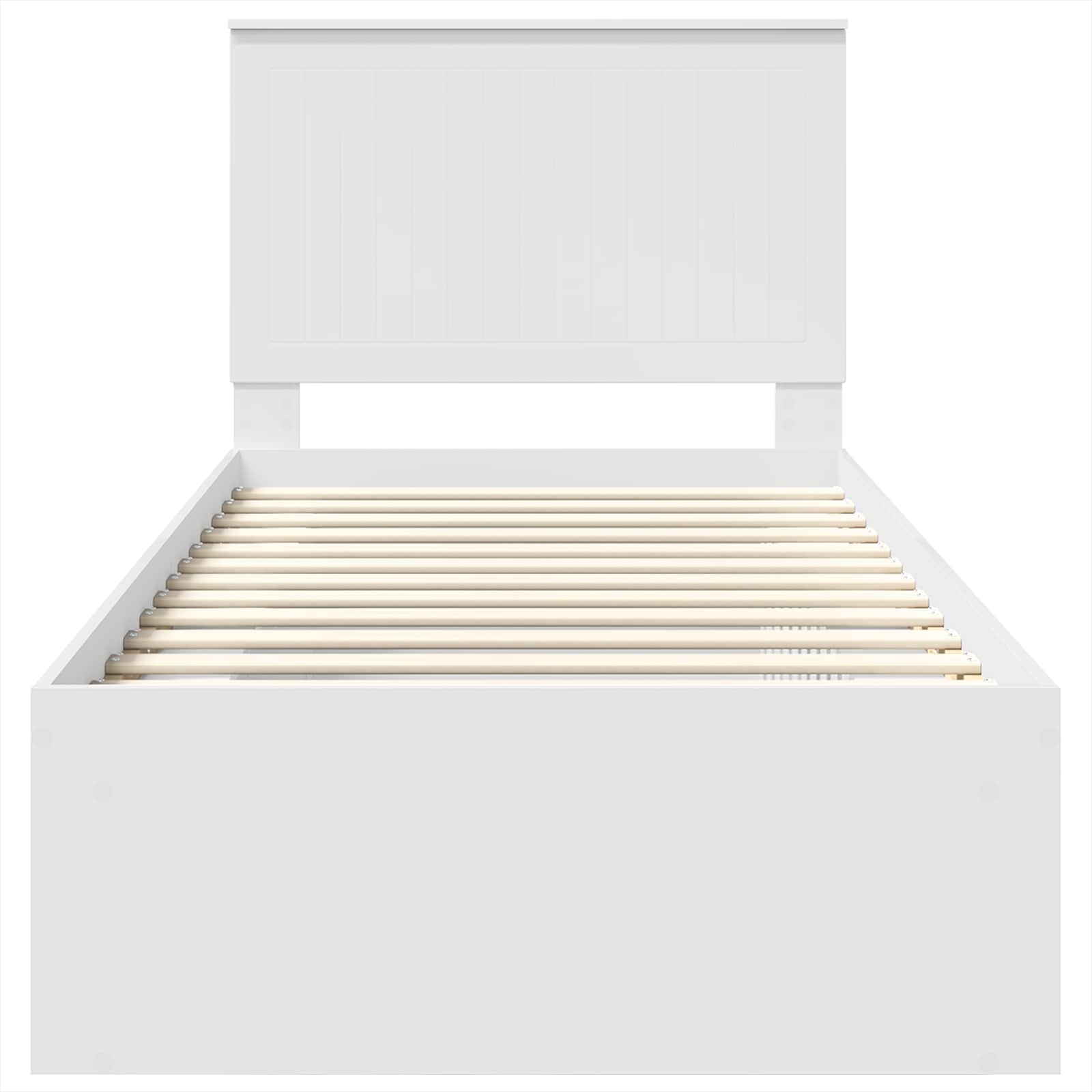 Bedframe met hoofdeinde Wit 90 x 200 cm Massief grenenhout is nu te koop bij PeponiXL, paradijselijk wonen!