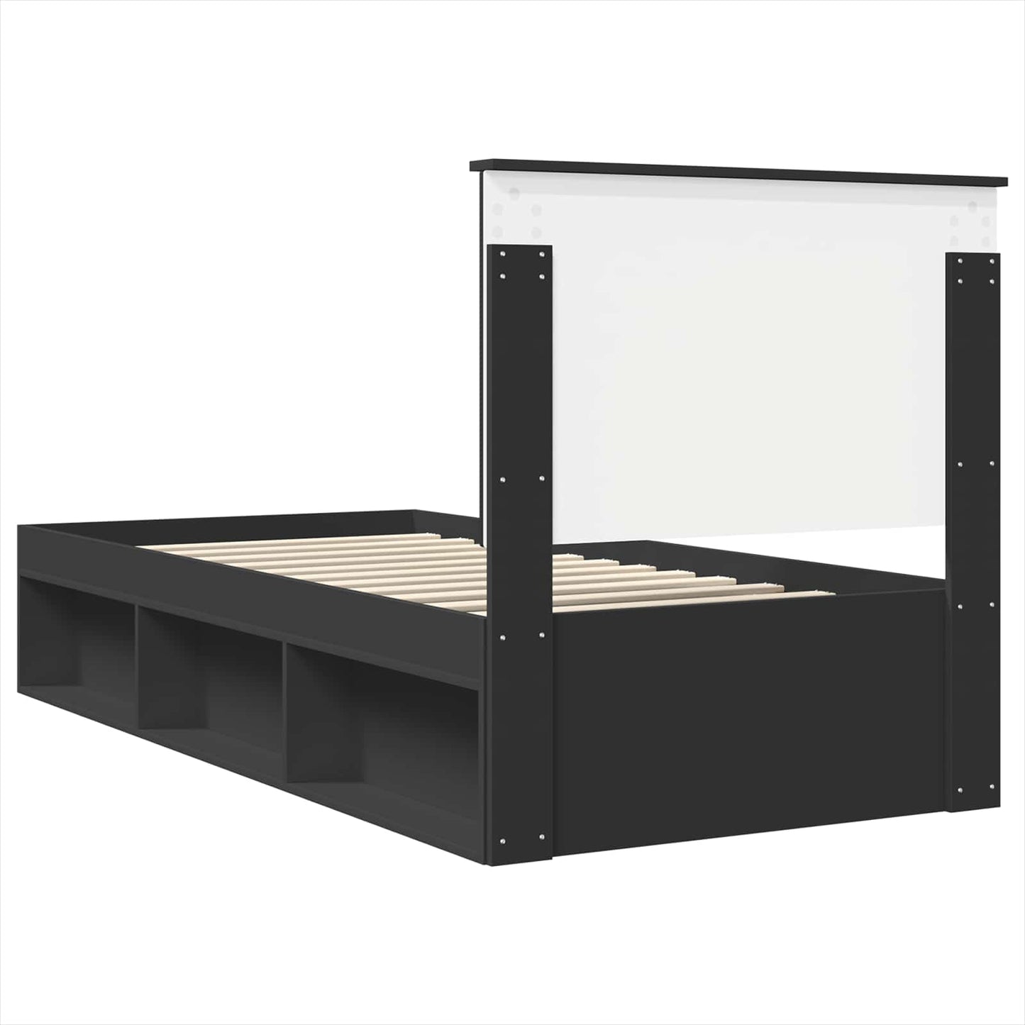 Bedframe met hoofdeinde Zwart 90 x 200 cm Massief grenenhout is nu te koop bij PeponiXL, paradijselijk wonen!