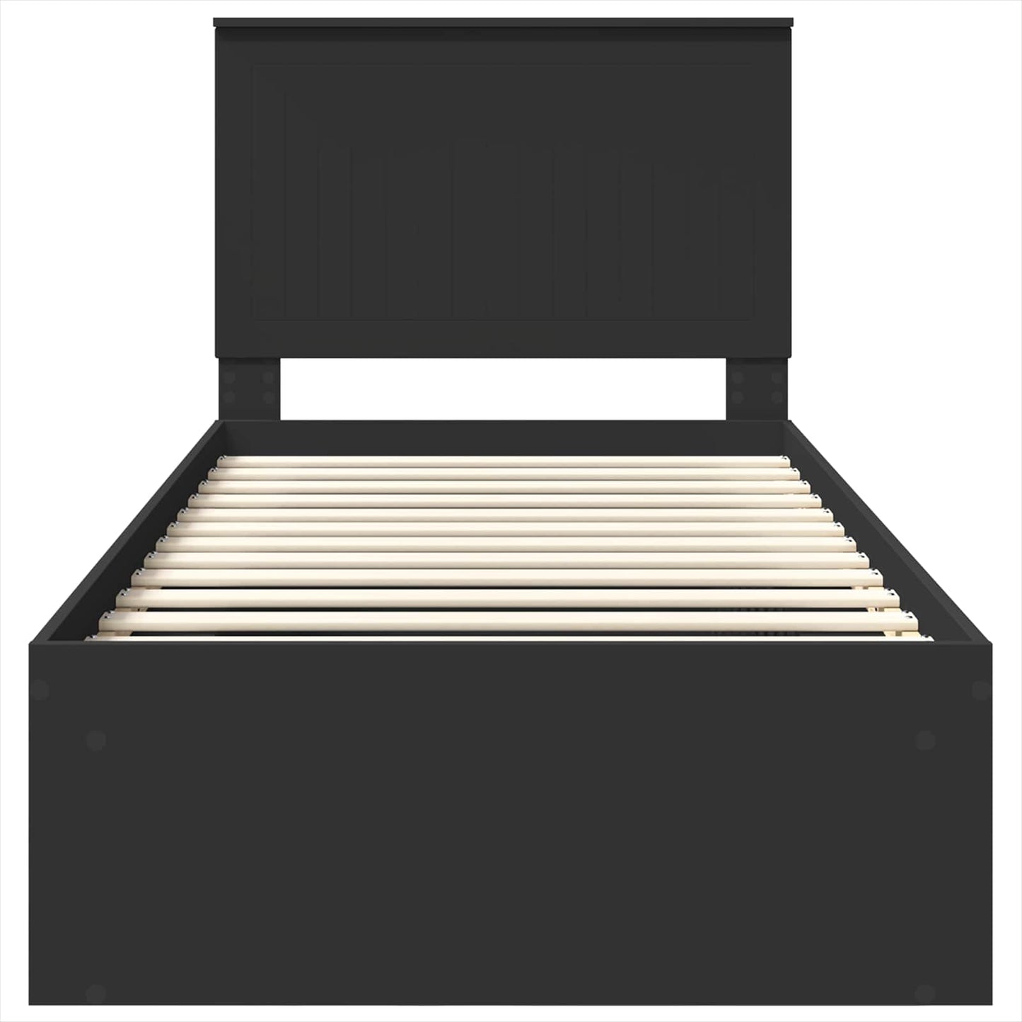 Bedframe met hoofdeinde Zwart 90 x 200 cm Massief grenenhout is nu te koop bij PeponiXL, paradijselijk wonen!