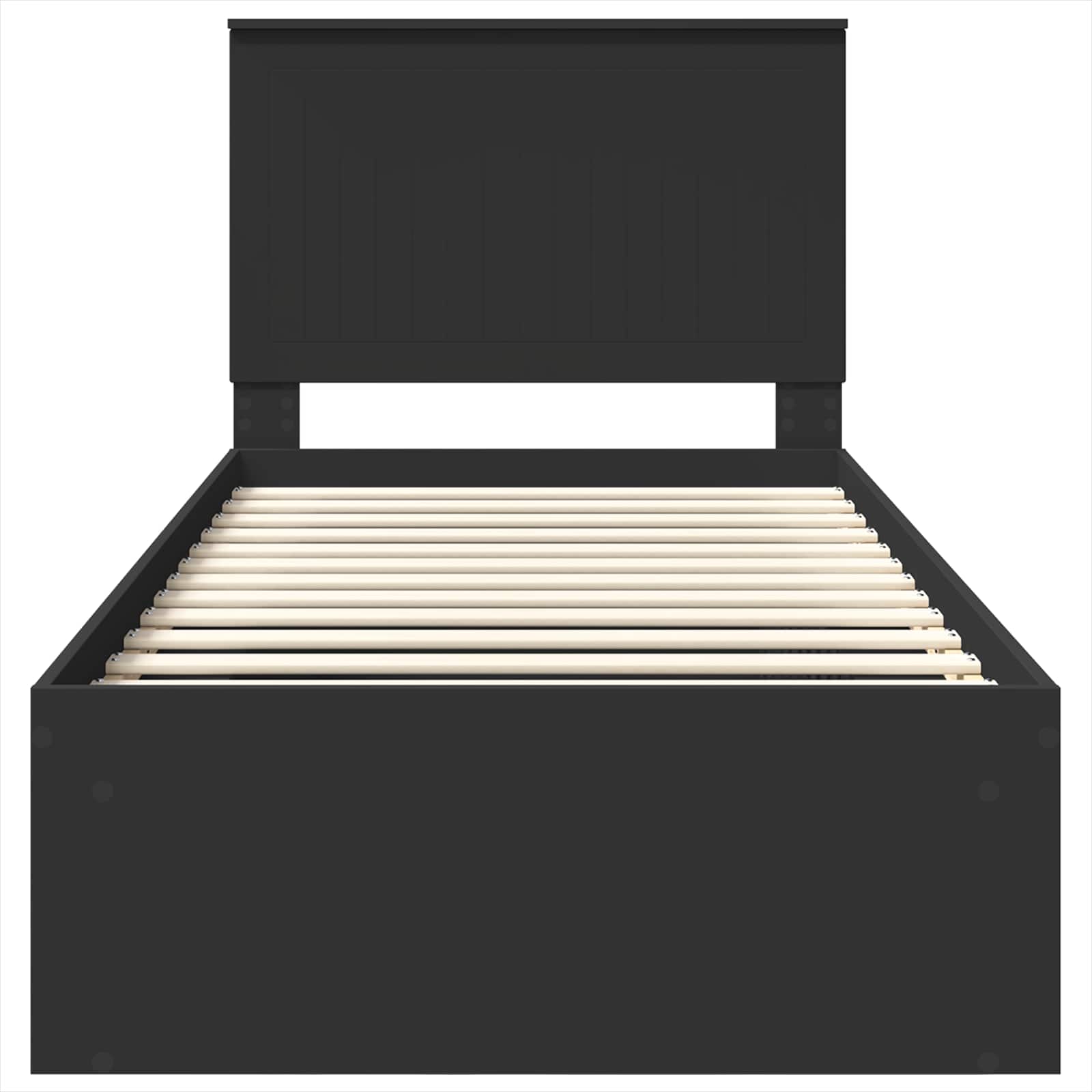 Bedframe met hoofdeinde Zwart 90 x 200 cm Massief grenenhout is nu te koop bij PeponiXL, paradijselijk wonen!