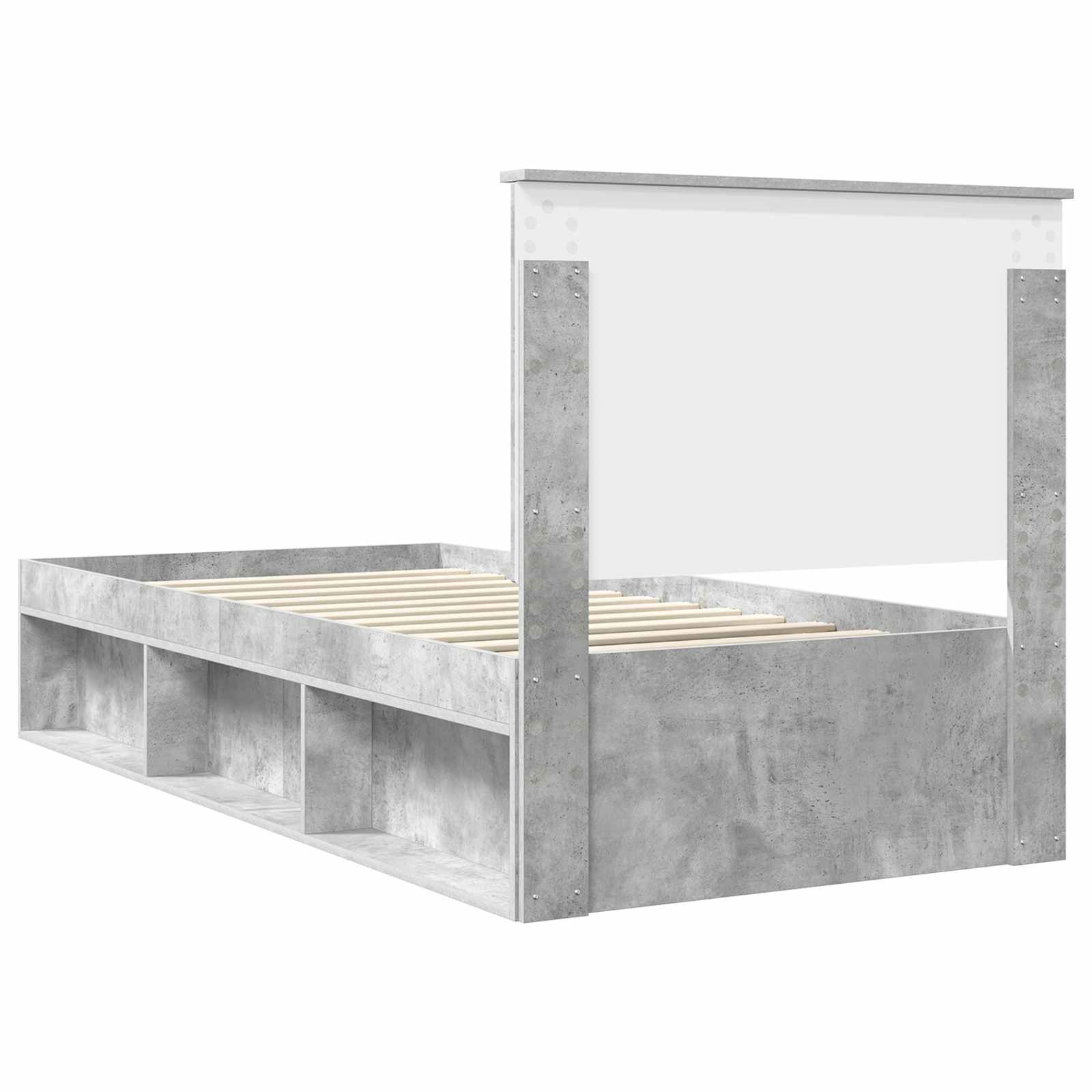 Bedframe met hoofdeinde Beton 90 x 200 cm Massief grenenhout is nu te koop bij PeponiXL, paradijselijk wonen!