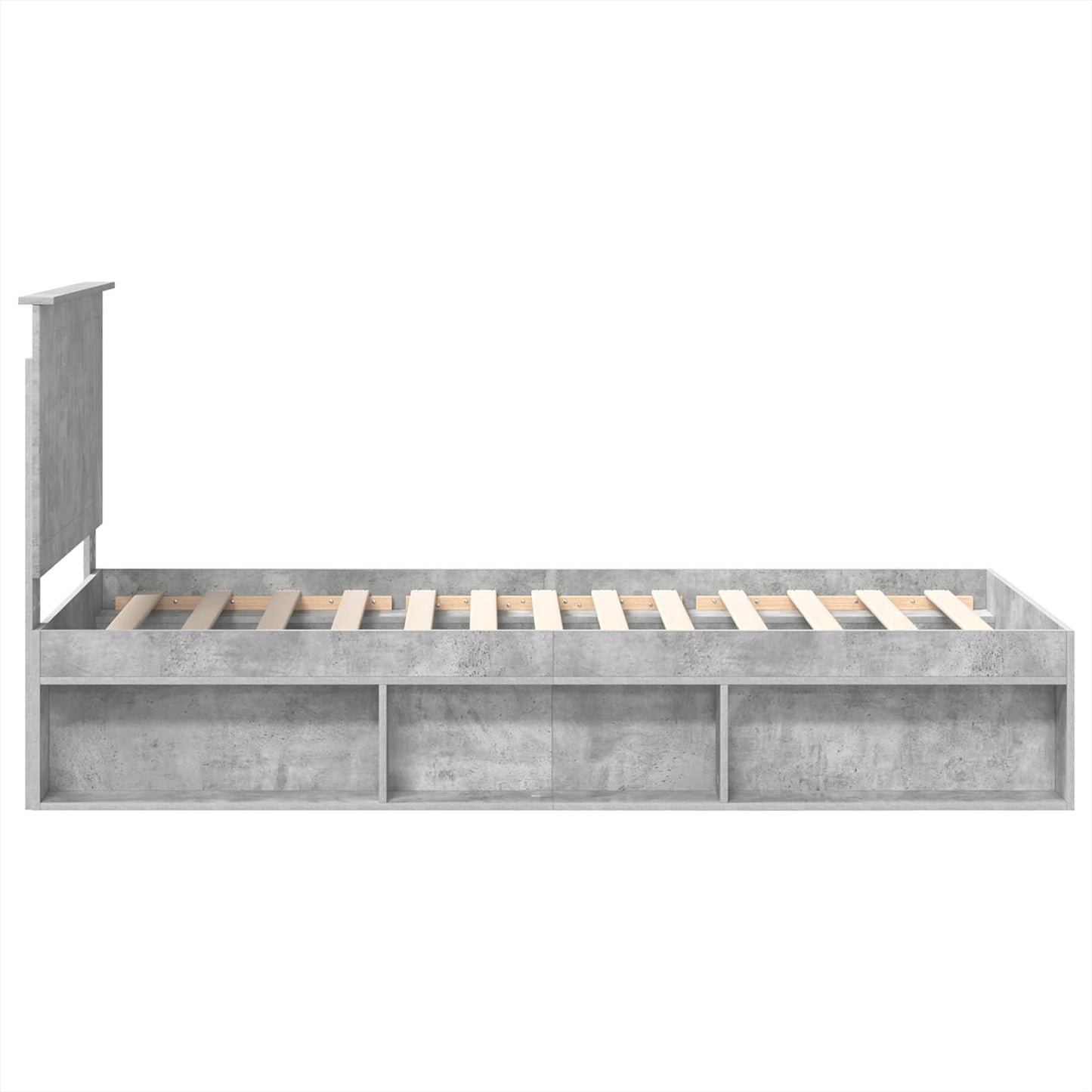 Bedframe met hoofdeinde Beton 90 x 200 cm Massief grenenhout is nu te koop bij PeponiXL, paradijselijk wonen!