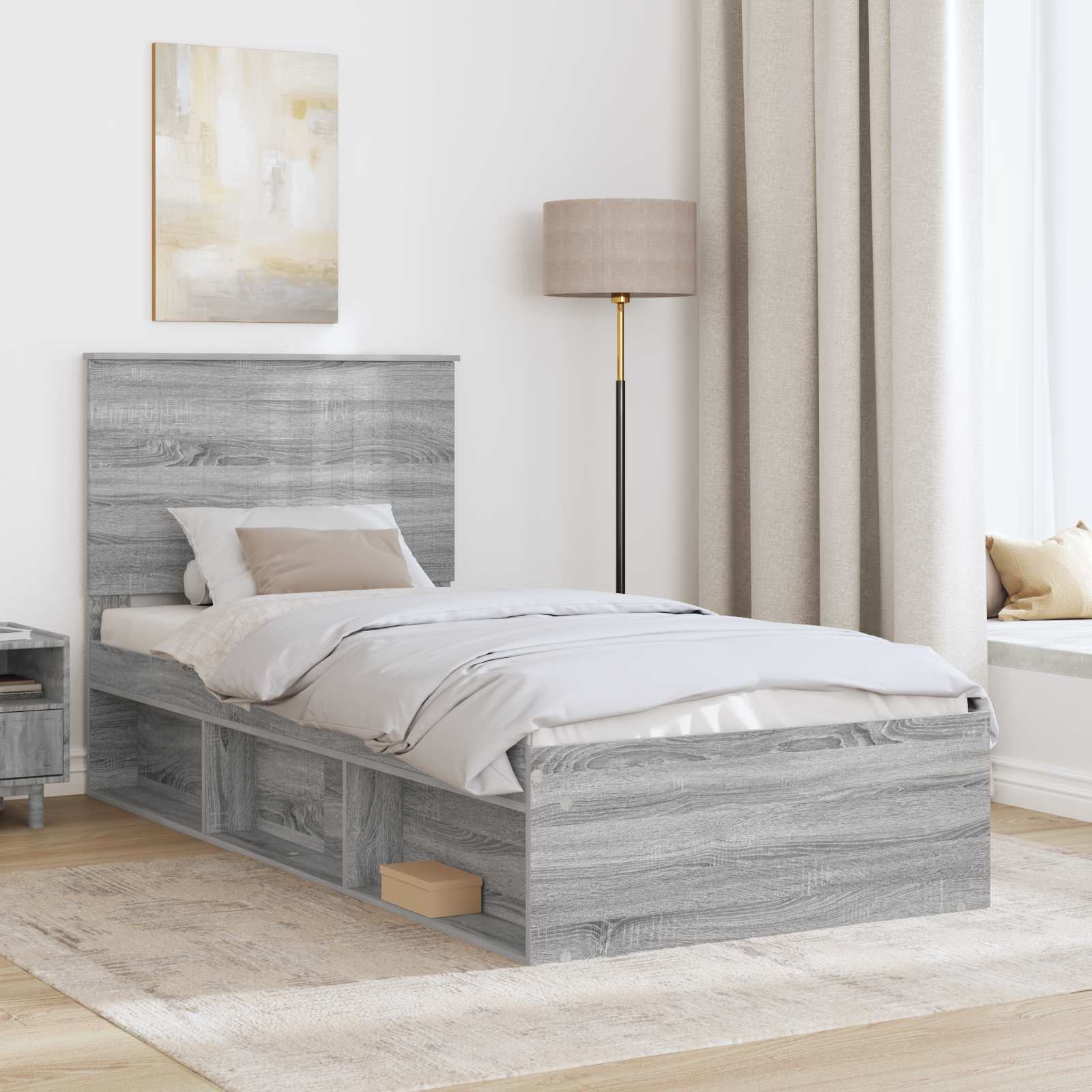 Bedframe Grijs Sonoma 90 x 190 cm Massief grenenhout is nu te koop bij PeponiXL, paradijselijk wonen!