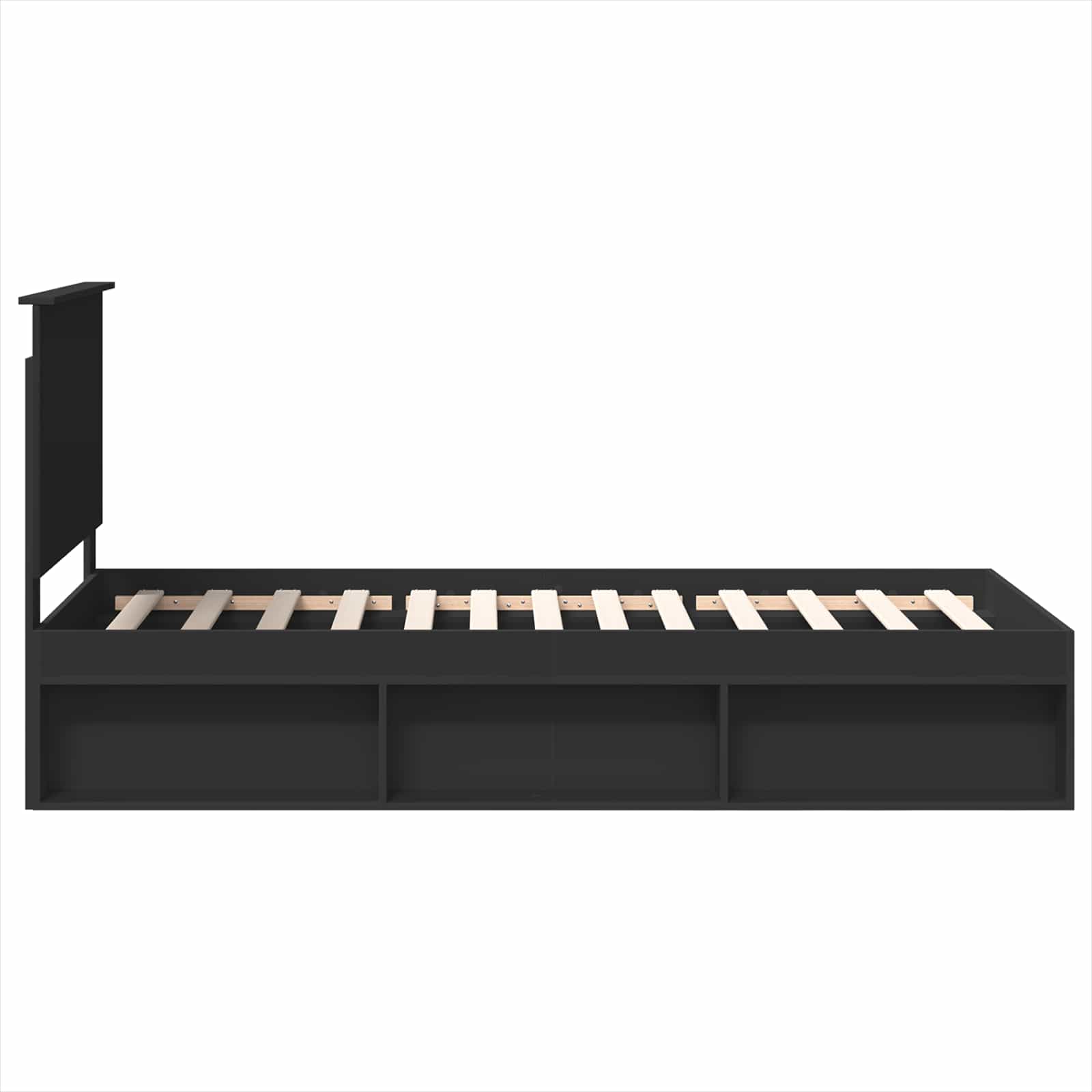 Bedframe met hoofdeinde Zwart 90 x 190 cm Massief grenenhout is nu te koop bij PeponiXL, paradijselijk wonen!