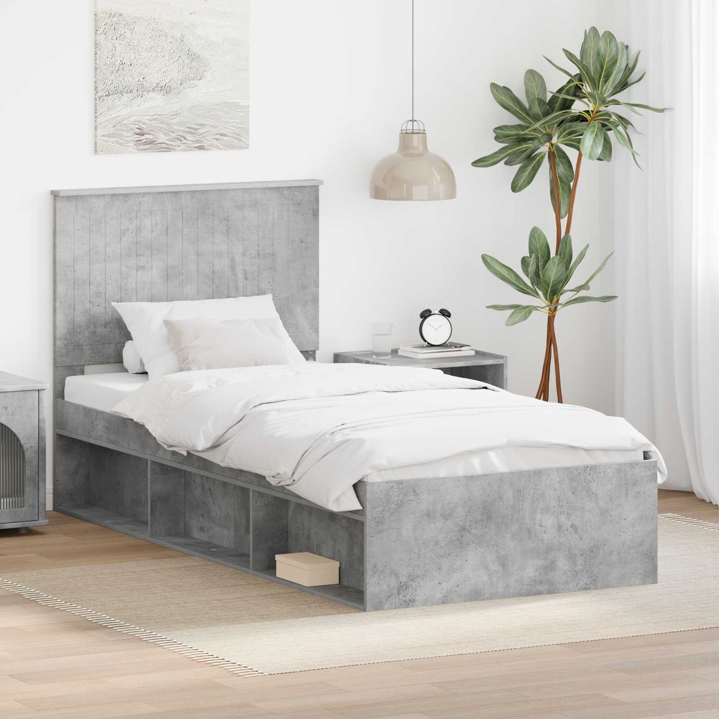 Bedframe Concerte Grijs 90 x 190 cm Massief grenenhout is nu te koop bij PeponiXL, paradijselijk wonen!