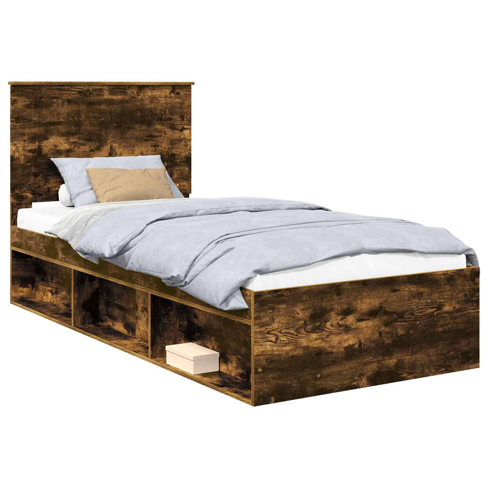 Bedframe Gerookt eiken 90 x 190 cm Massief grenenhout is nu te koop bij PeponiXL, paradijselijk wonen!