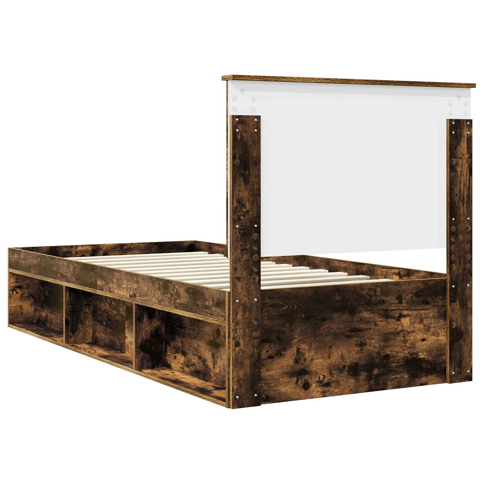 Bedframe Gerookt eiken 90 x 190 cm Massief grenenhout is nu te koop bij PeponiXL, paradijselijk wonen!