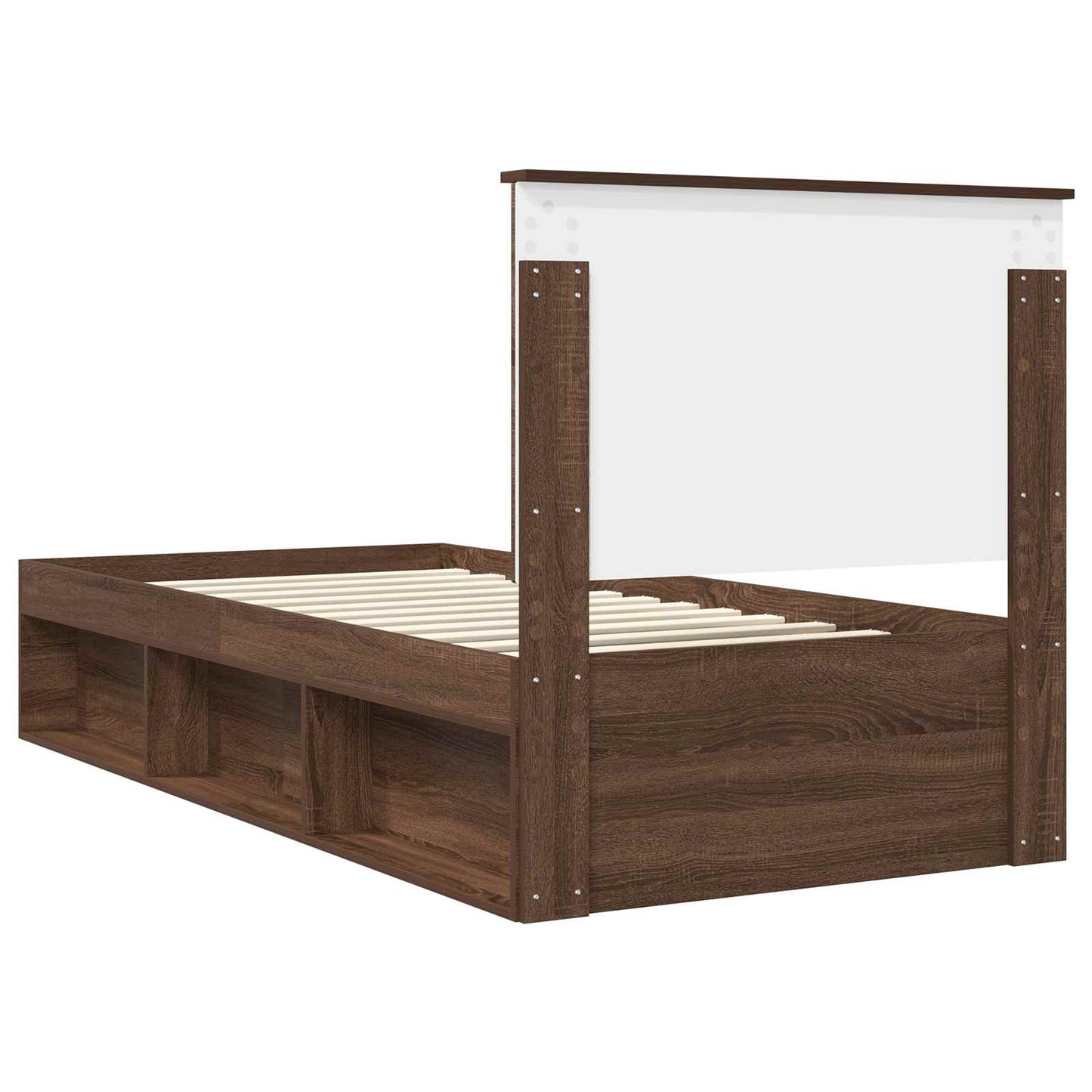 Bedframe Bruin Eiken 90 x 190 cm Massief grenenhout is nu te koop bij PeponiXL, paradijselijk wonen!