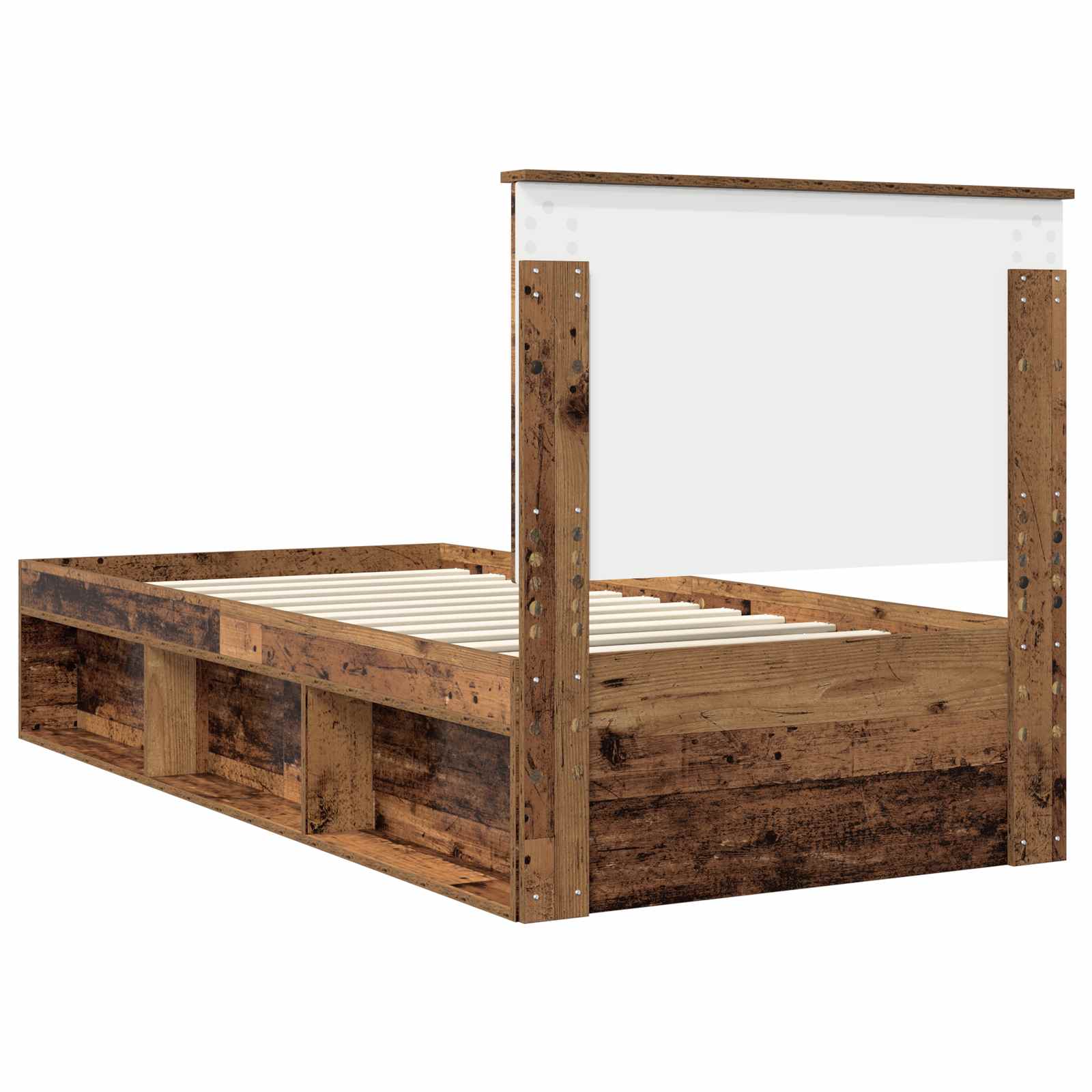 Bedframe met hoofdeinde Oudhout 90 x 190 cm Massief grenenhout is nu te koop bij PeponiXL, paradijselijk wonen!