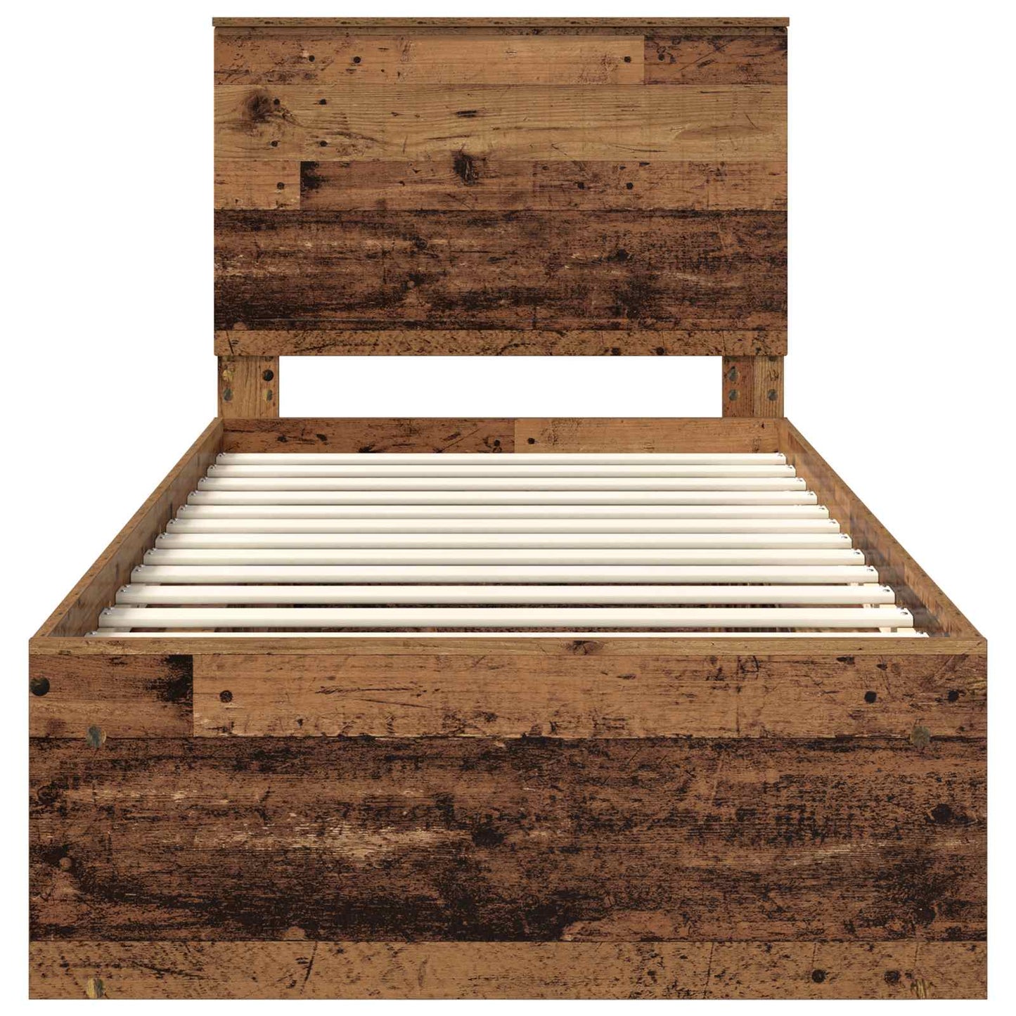 Bedframe met hoofdeinde Oudhout 90 x 190 cm Massief grenenhout is nu te koop bij PeponiXL, paradijselijk wonen!