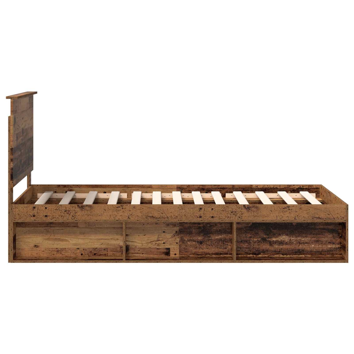 Bedframe met hoofdeinde Oudhout 90 x 190 cm Massief grenenhout is nu te koop bij PeponiXL, paradijselijk wonen!