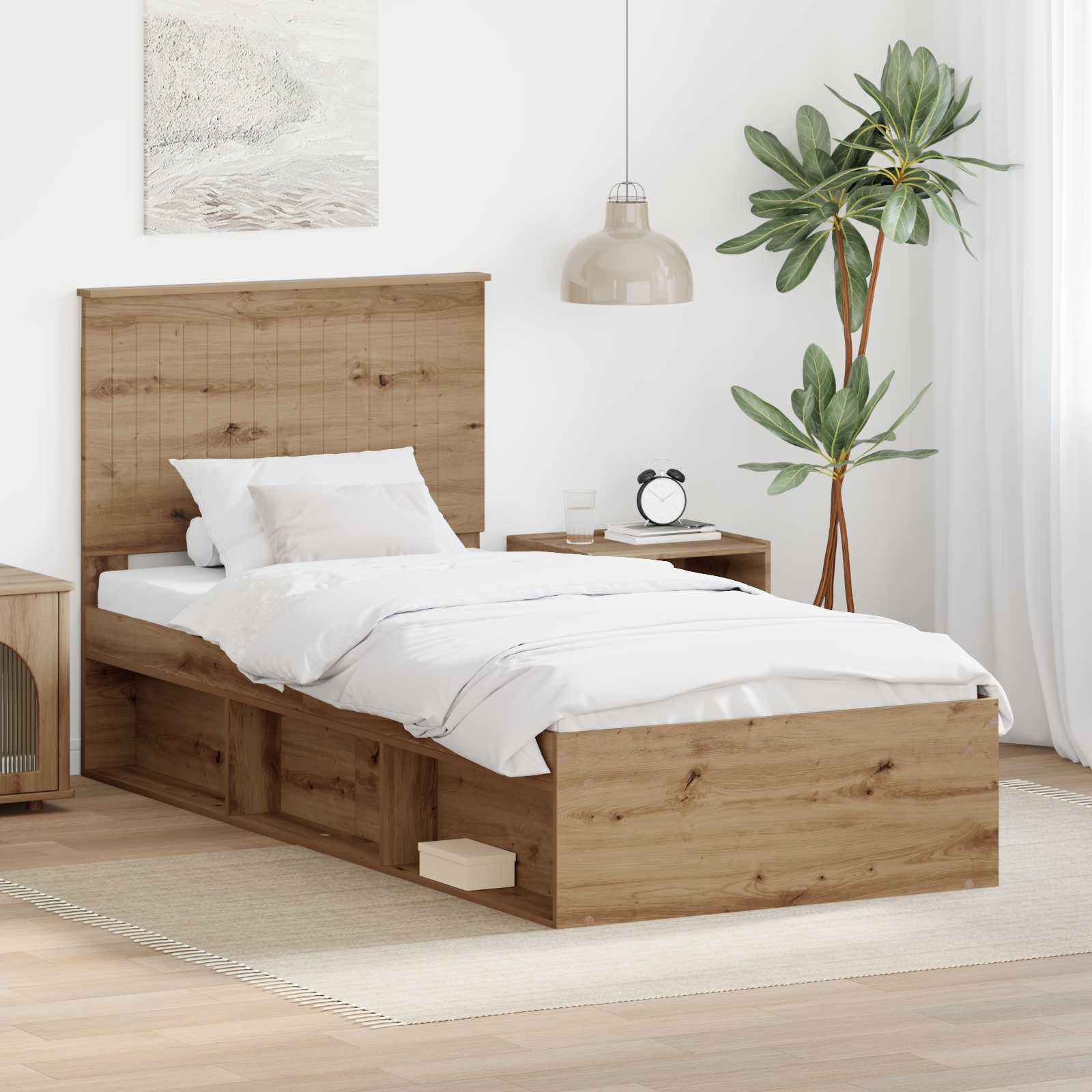 Bedframe Ambachtelijk eiken 90 x 190 cm Massief grenenhout is nu te koop bij PeponiXL, paradijselijk wonen!
