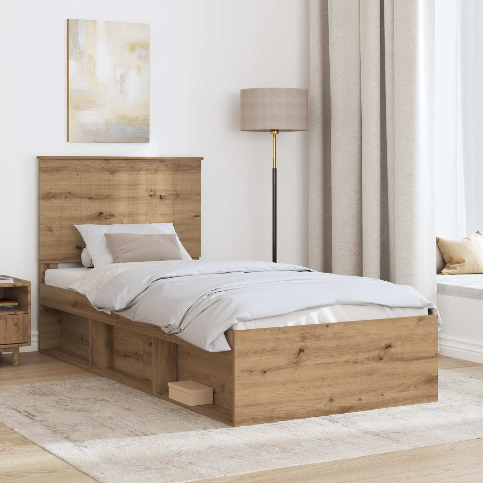Bedframe Ambachtelijk eiken 90 x 190 cm Massief grenenhout is nu te koop bij PeponiXL, paradijselijk wonen!