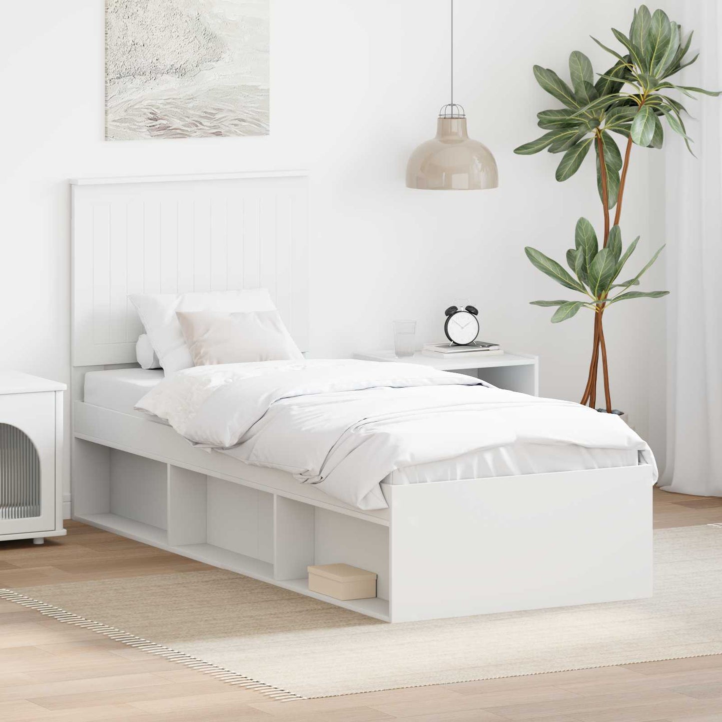 Bedframe met hoofdeinde Wit 75 x 190 cm Massief grenenhout is nu te koop bij PeponiXL, paradijselijk wonen!