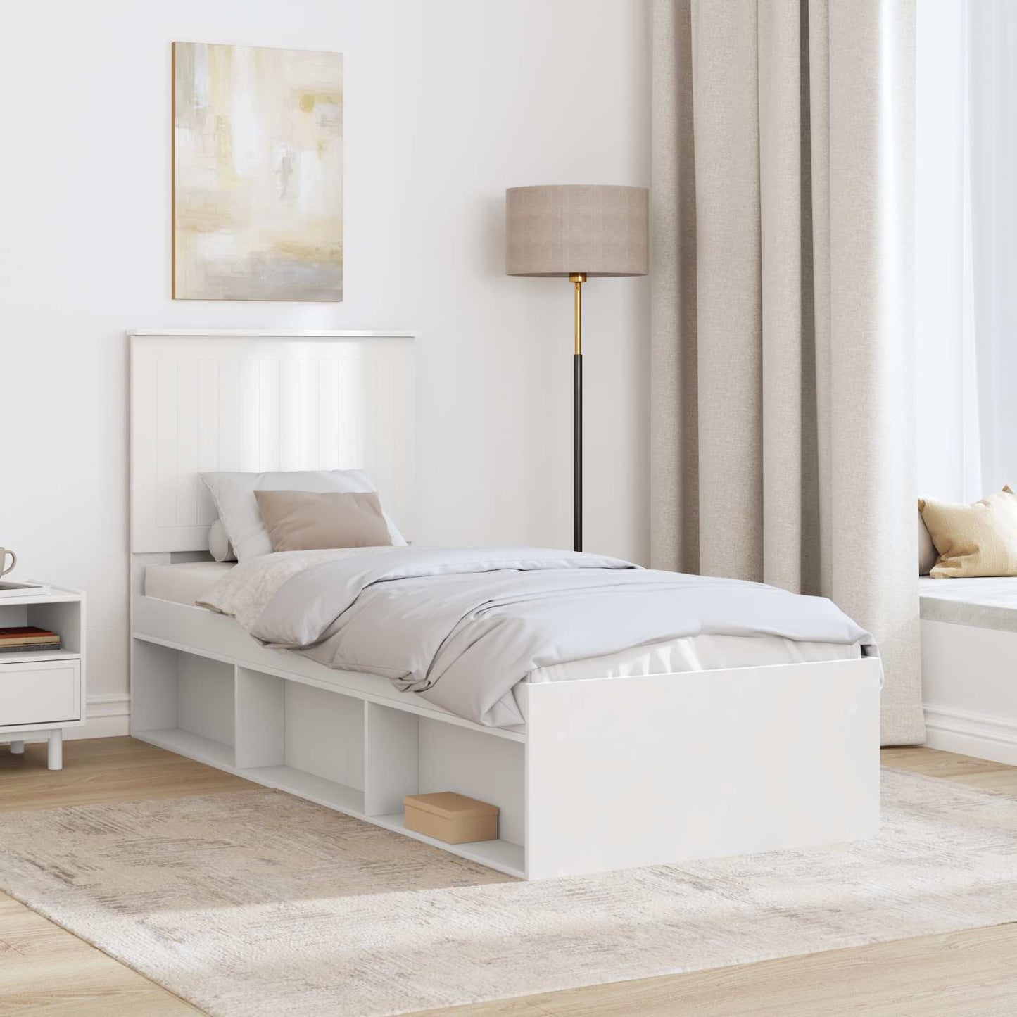 Bedframe met hoofdeinde Wit 75 x 190 cm Massief grenenhout is nu te koop bij PeponiXL, paradijselijk wonen!
