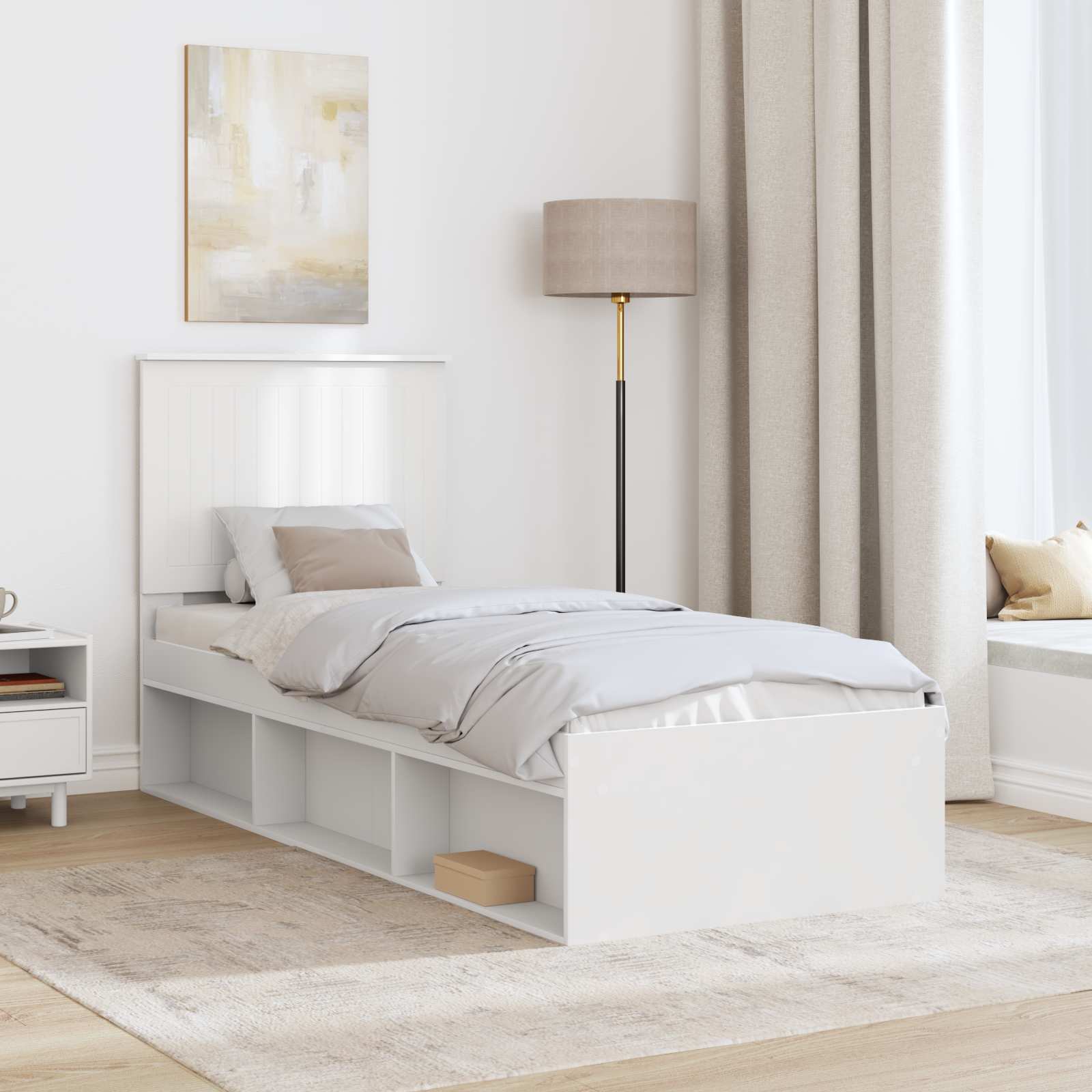 Bedframe met hoofdeinde Wit 75 x 190 cm Massief grenenhout is nu te koop bij PeponiXL, paradijselijk wonen!