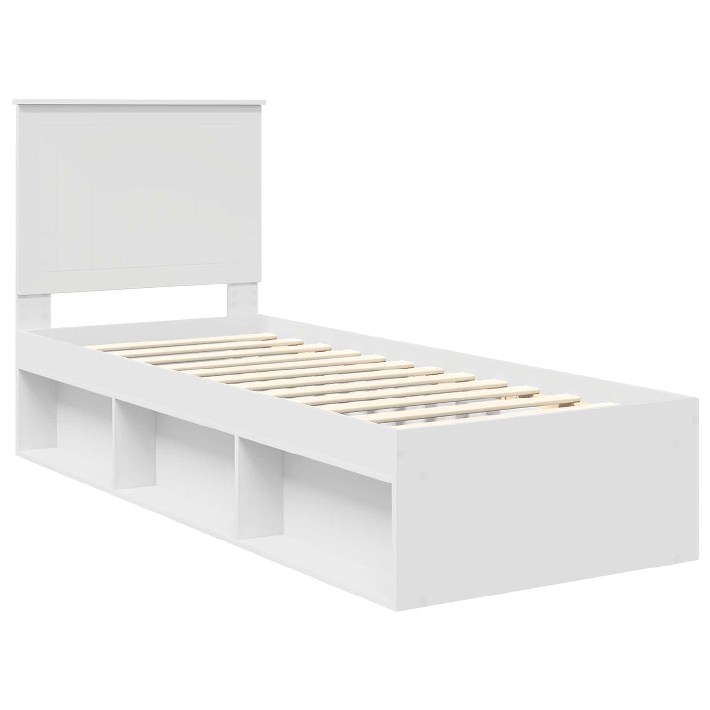 Bedframe met hoofdeinde Wit 75 x 190 cm Massief grenenhout is nu te koop bij PeponiXL, paradijselijk wonen!