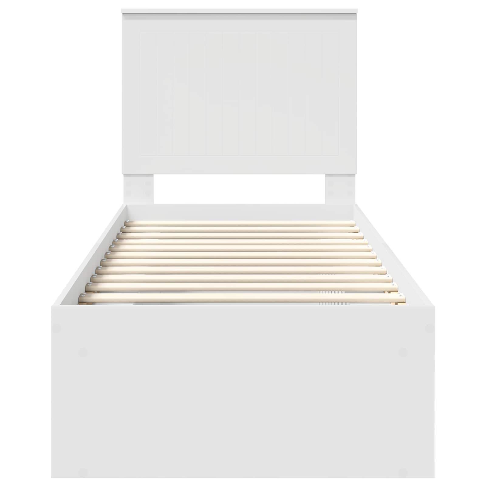 Bedframe met hoofdeinde Wit 75 x 190 cm Massief grenenhout is nu te koop bij PeponiXL, paradijselijk wonen!