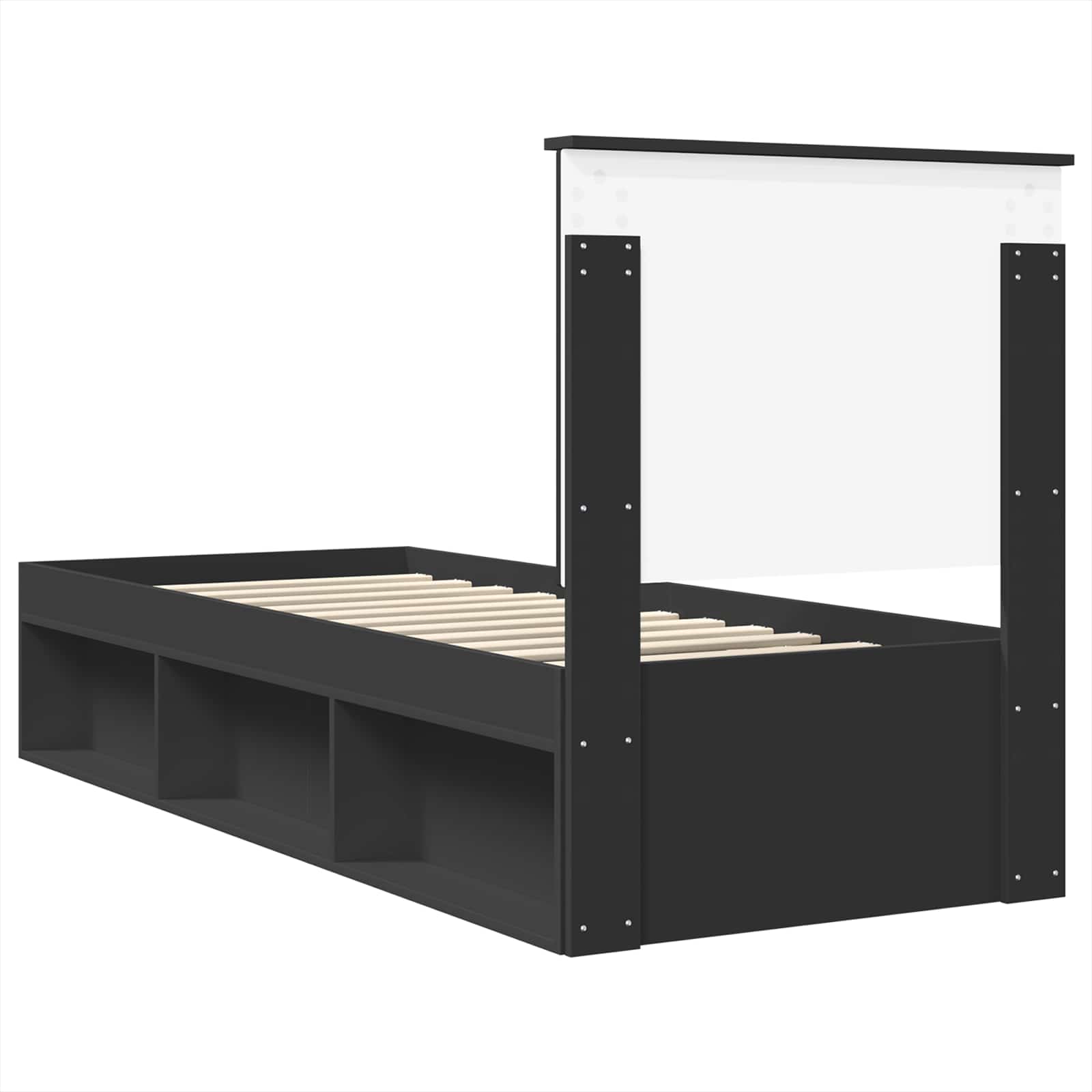 Bedframe met hoofdeinde Zwart 75 x 190 cm Massief grenenhout is nu te koop bij PeponiXL, paradijselijk wonen!