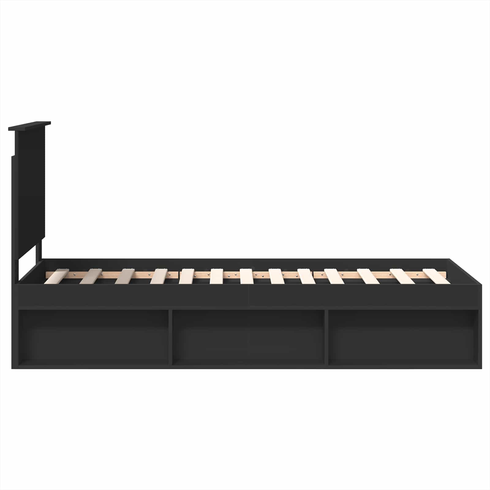 Bedframe met hoofdeinde Zwart 75 x 190 cm Massief grenenhout is nu te koop bij PeponiXL, paradijselijk wonen!