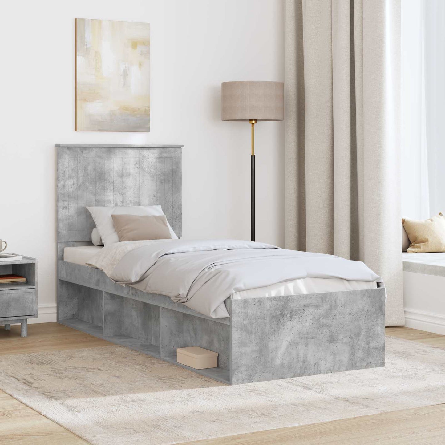 Bedframe Concerte Grijs 75 x 190 cm Massief grenenhout is nu te koop bij PeponiXL, paradijselijk wonen!