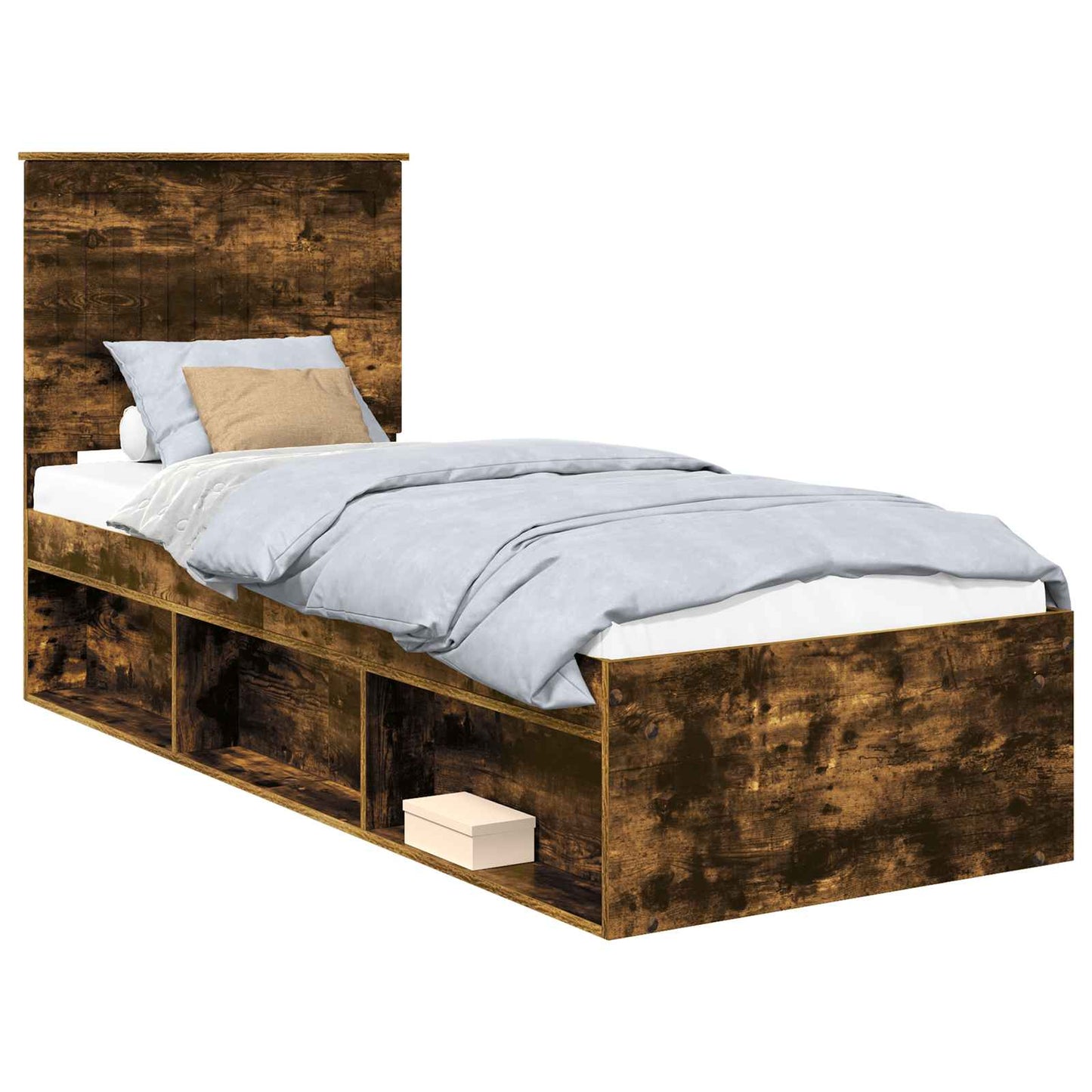 Bedframe Gerookt eiken 75 x 190 cm Massief grenenhout is nu te koop bij PeponiXL, paradijselijk wonen!