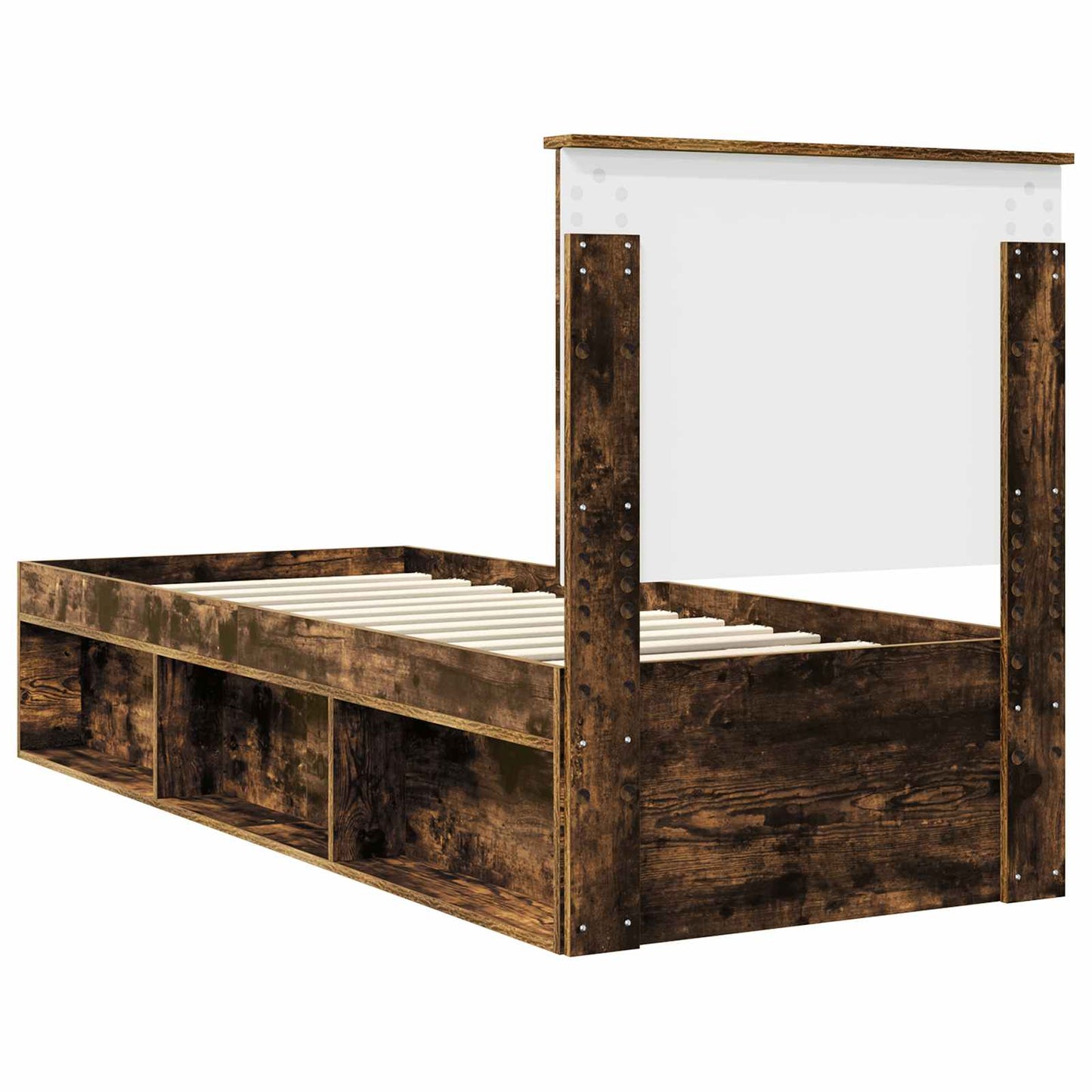 Bedframe Gerookt eiken 75 x 190 cm Massief grenenhout is nu te koop bij PeponiXL, paradijselijk wonen!