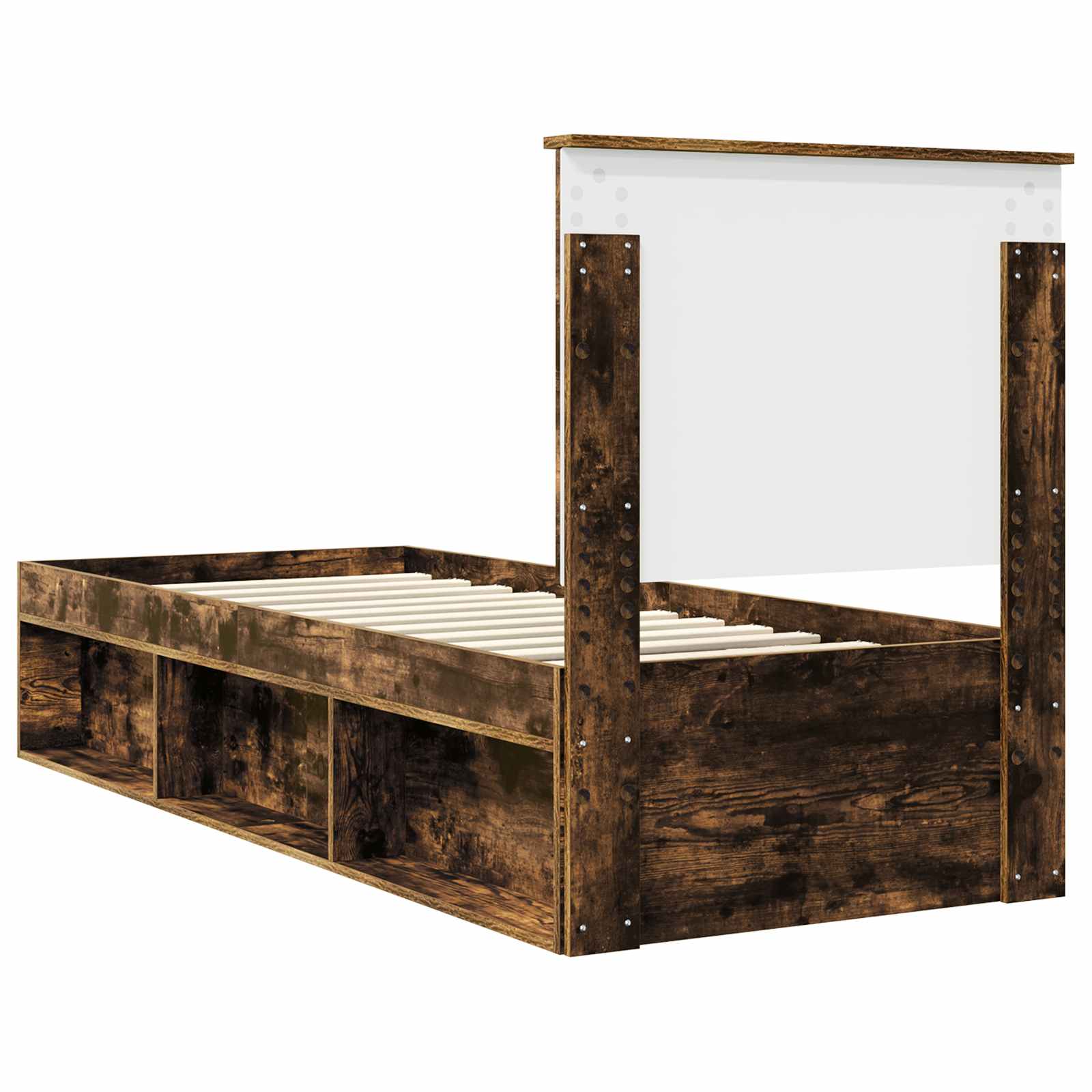 Bedframe Gerookt eiken 75 x 190 cm Massief grenenhout is nu te koop bij PeponiXL, paradijselijk wonen!
