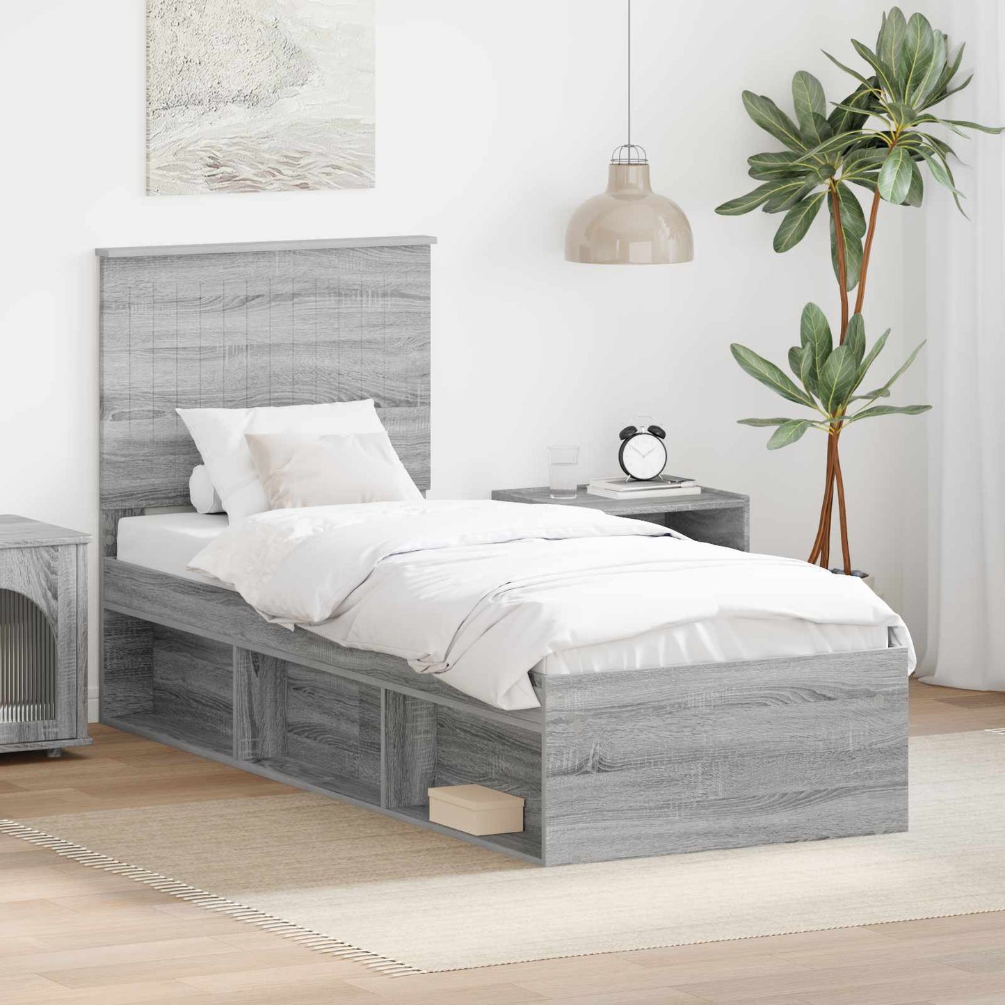 Bedframe Grijs Sonoma 75 x 190 cm Massief grenenhout is nu te koop bij PeponiXL, paradijselijk wonen!