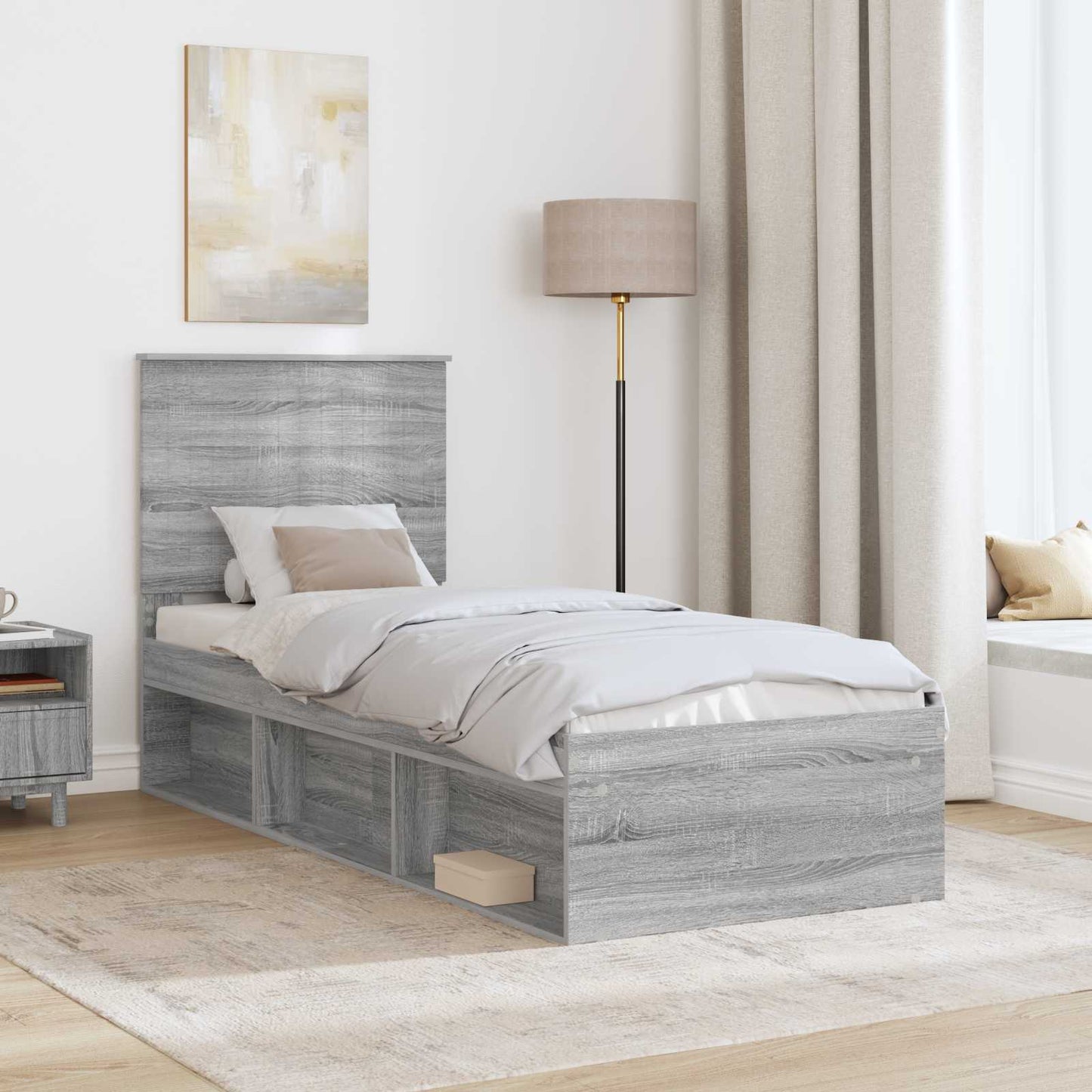 Bedframe Grijs Sonoma 75 x 190 cm Massief grenenhout is nu te koop bij PeponiXL, paradijselijk wonen!