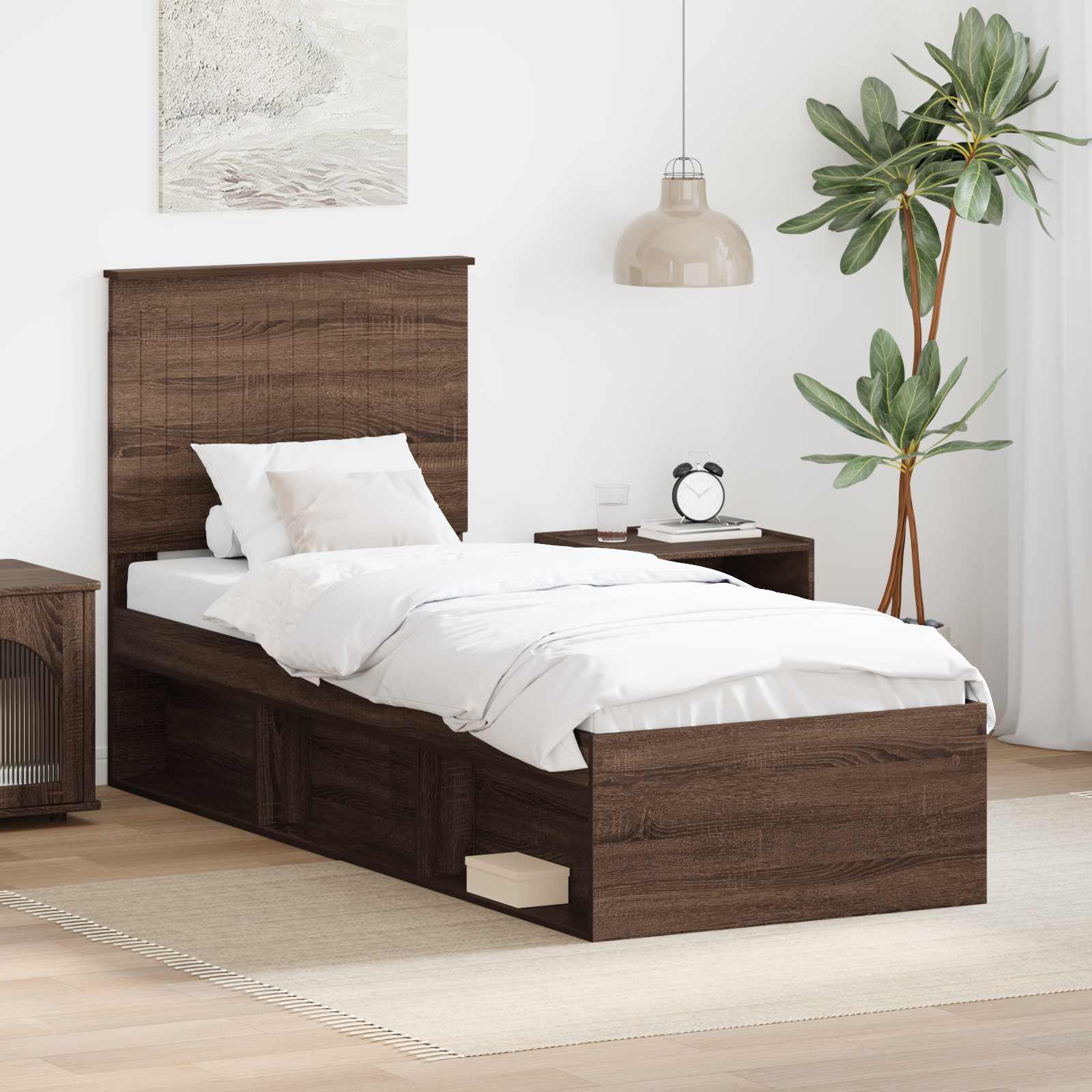 Bedframe Bruin Eiken 75 x 190 cm Massief grenenhout is nu te koop bij PeponiXL, paradijselijk wonen!