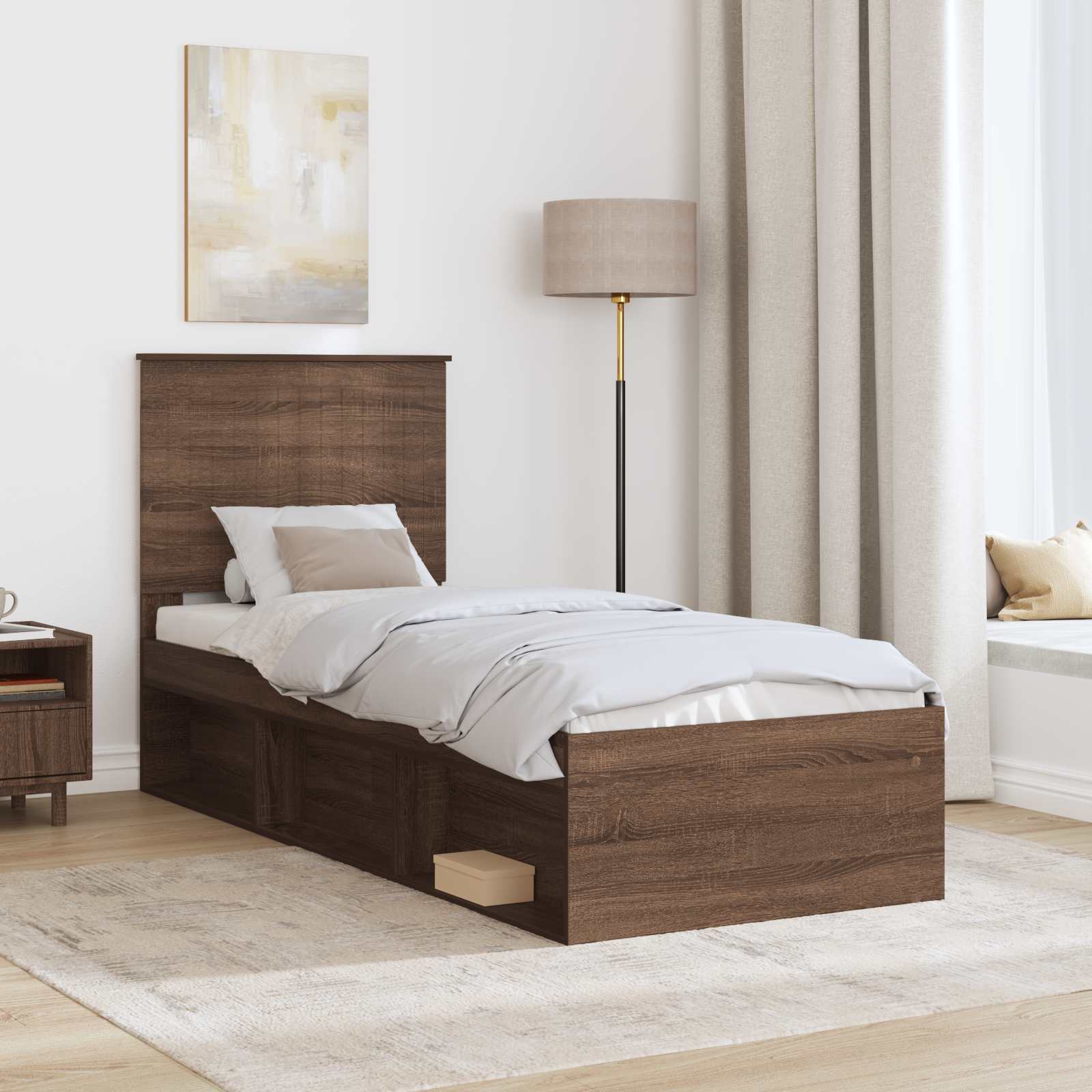 Bedframe Bruin Eiken 75 x 190 cm Massief grenenhout is nu te koop bij PeponiXL, paradijselijk wonen!