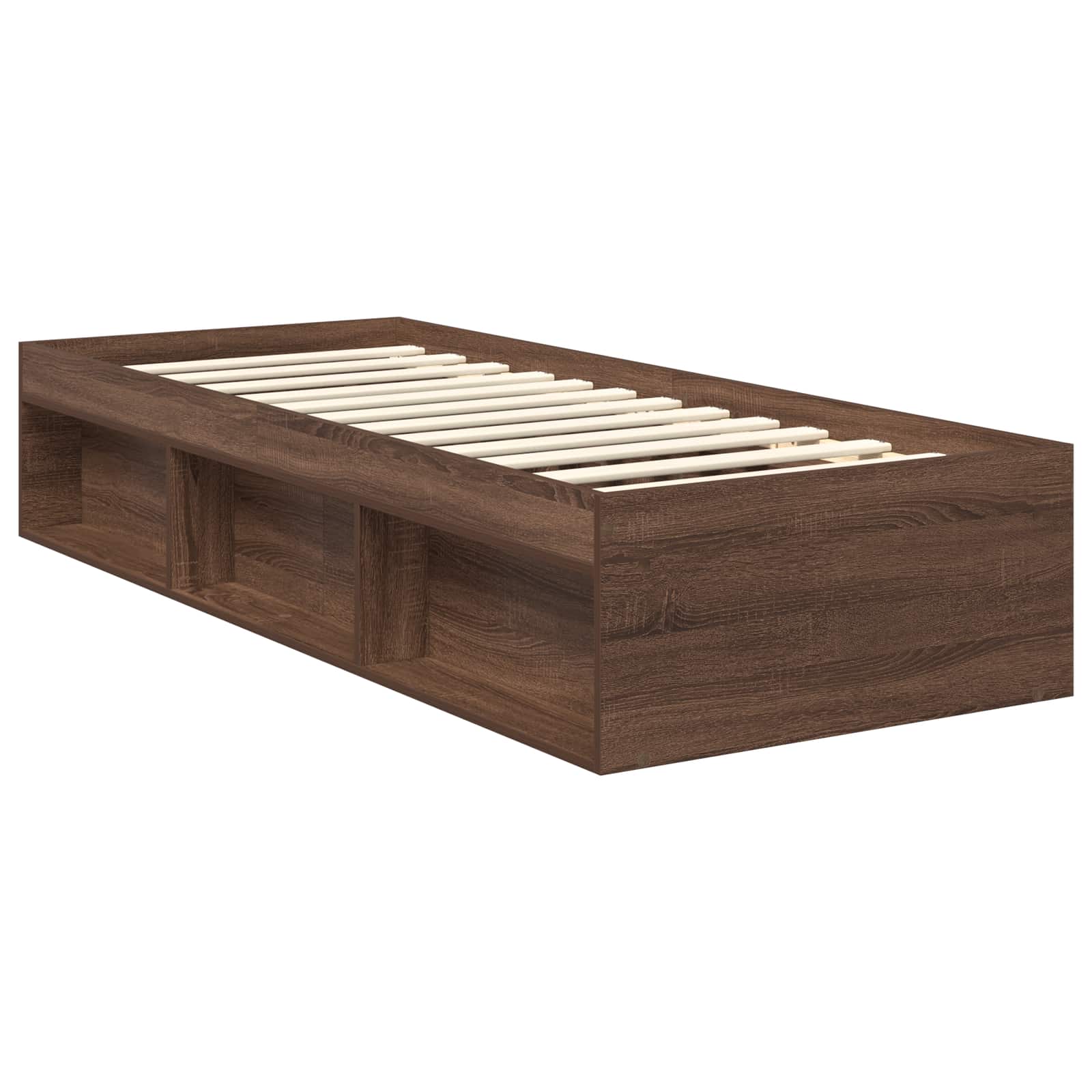 Bedframe Bruin Eiken 75 x 190 cm Massief grenenhout is nu te koop bij PeponiXL, paradijselijk wonen!