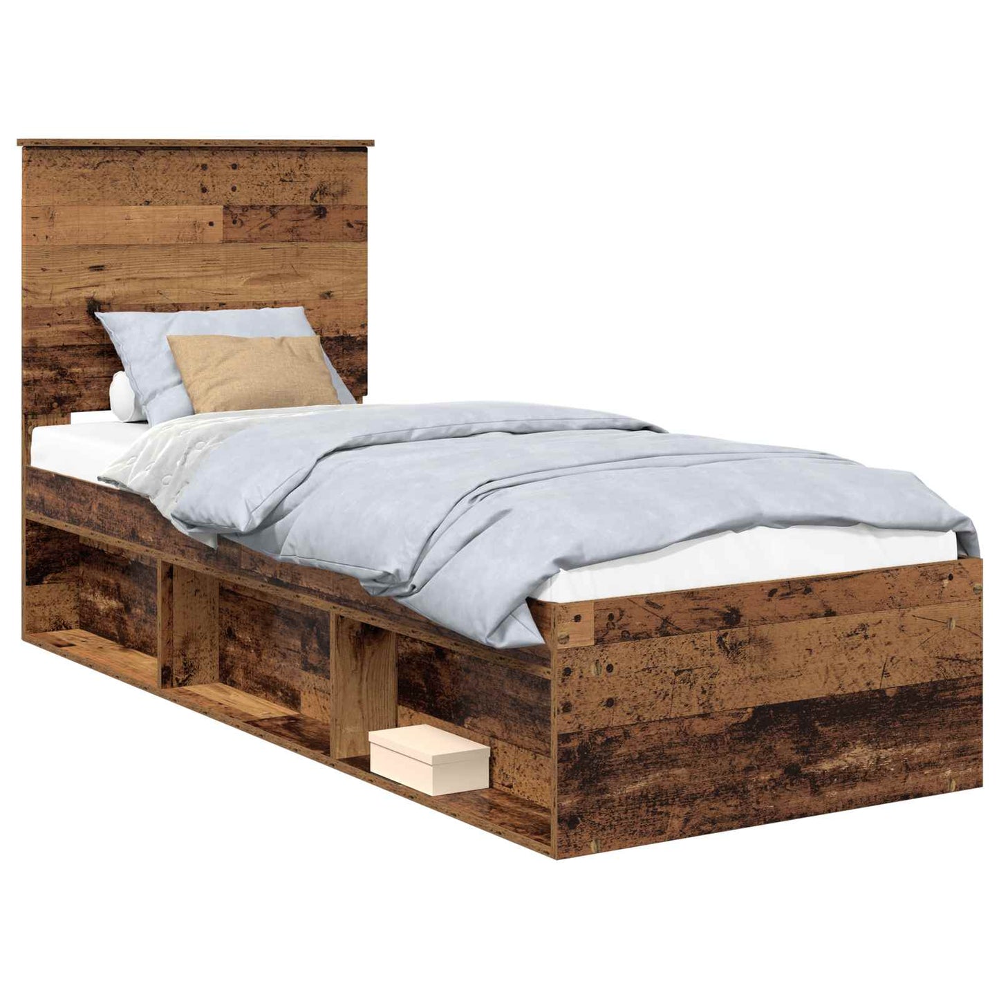 Bedframe met hoofdeinde Oudhout 75 x 190 cm Massief grenenhout is nu te koop bij PeponiXL, paradijselijk wonen!