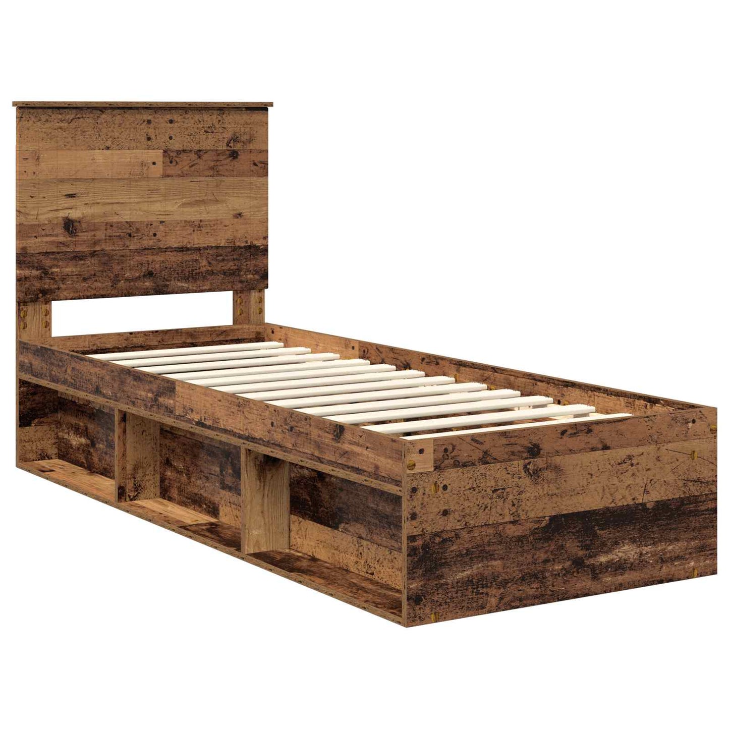 Bedframe met hoofdeinde Oudhout 75 x 190 cm Massief grenenhout is nu te koop bij PeponiXL, paradijselijk wonen!